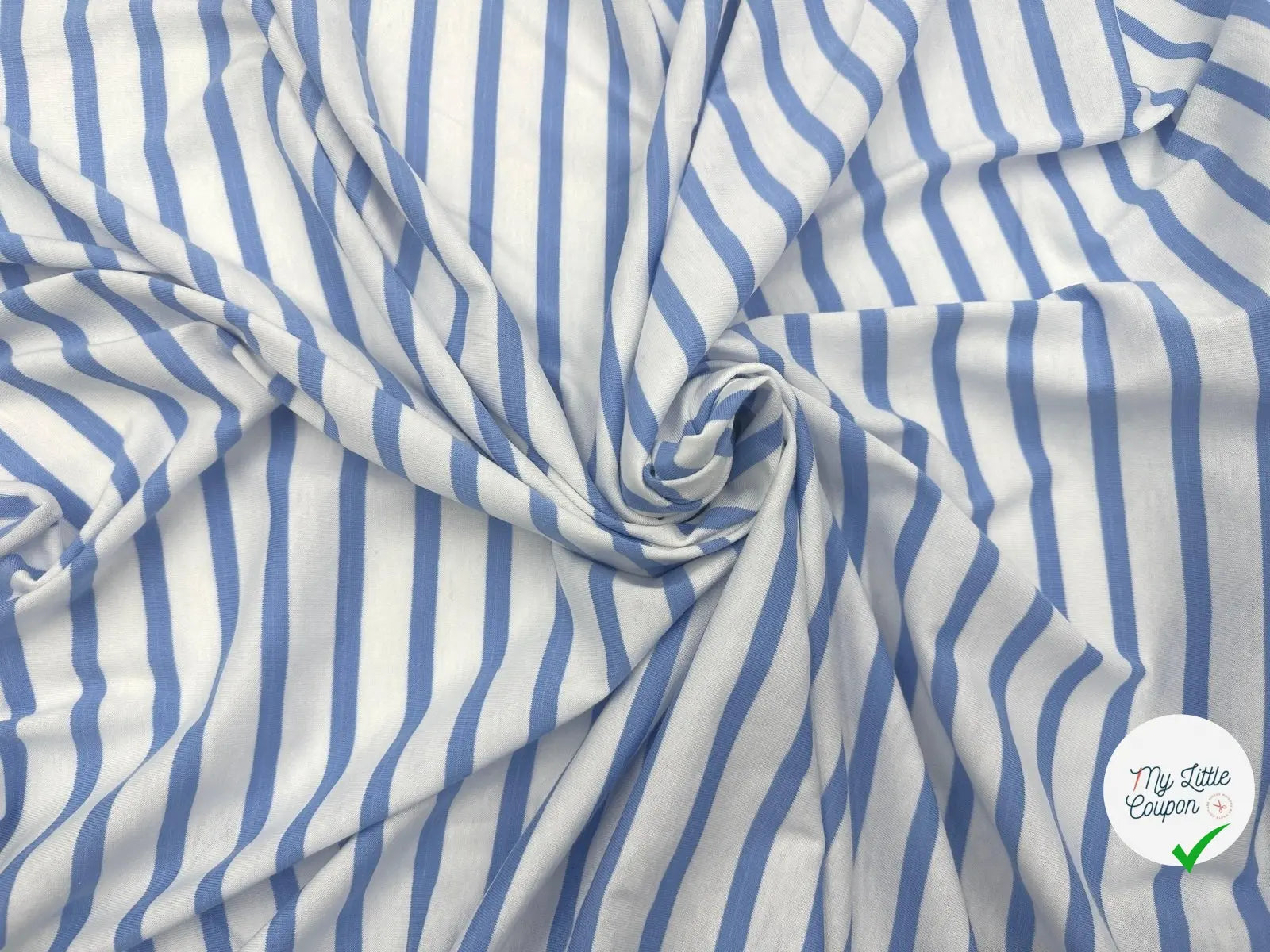 JERSEY DE COTON RAYURES BLEU CIEL ET NEIGE - My Little Coupon - tissu - coudre