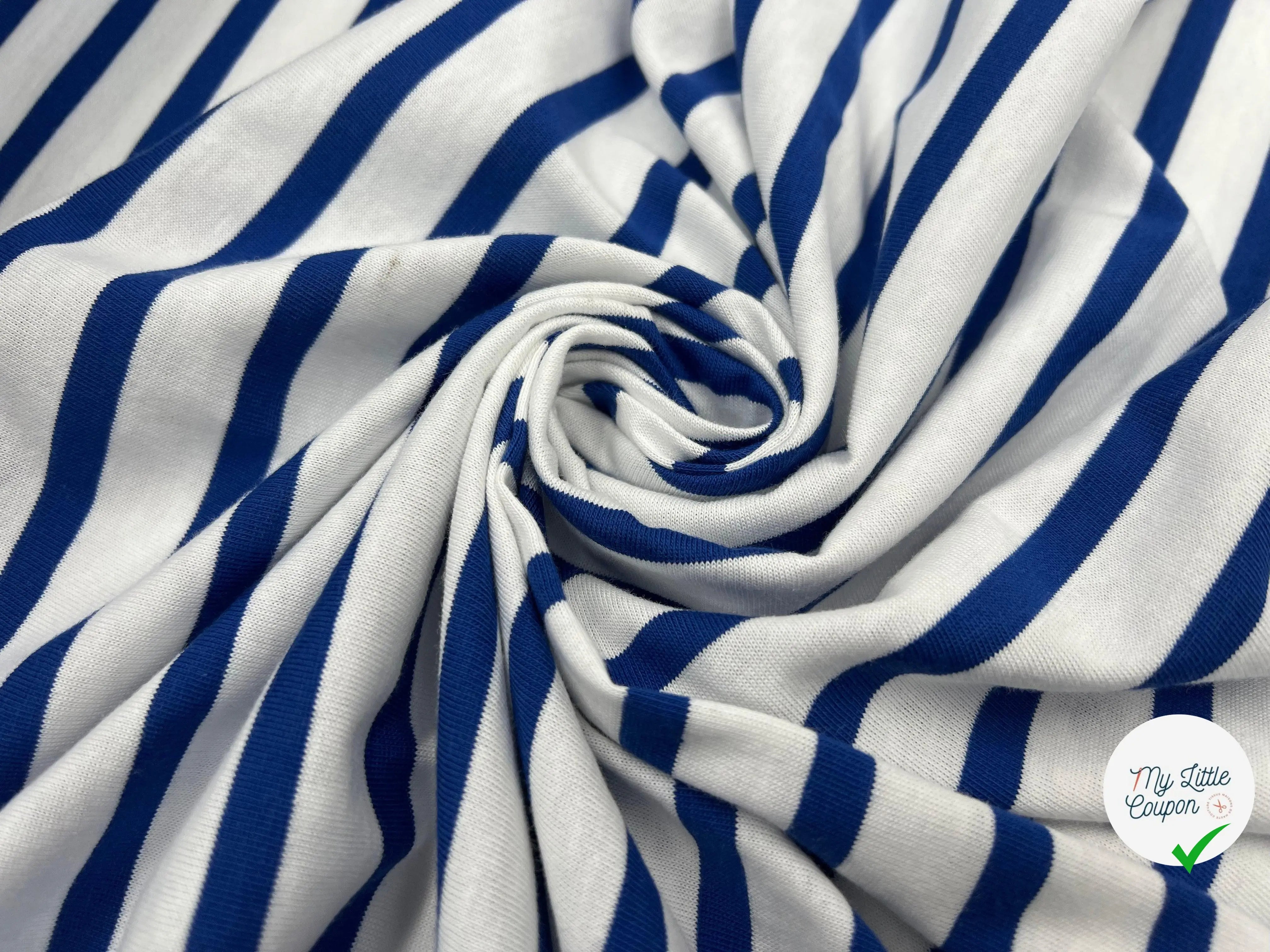 JERSEY DE COTON RAYURES BLEU ET BLANCHES - My Little Coupon - tissu - coudre