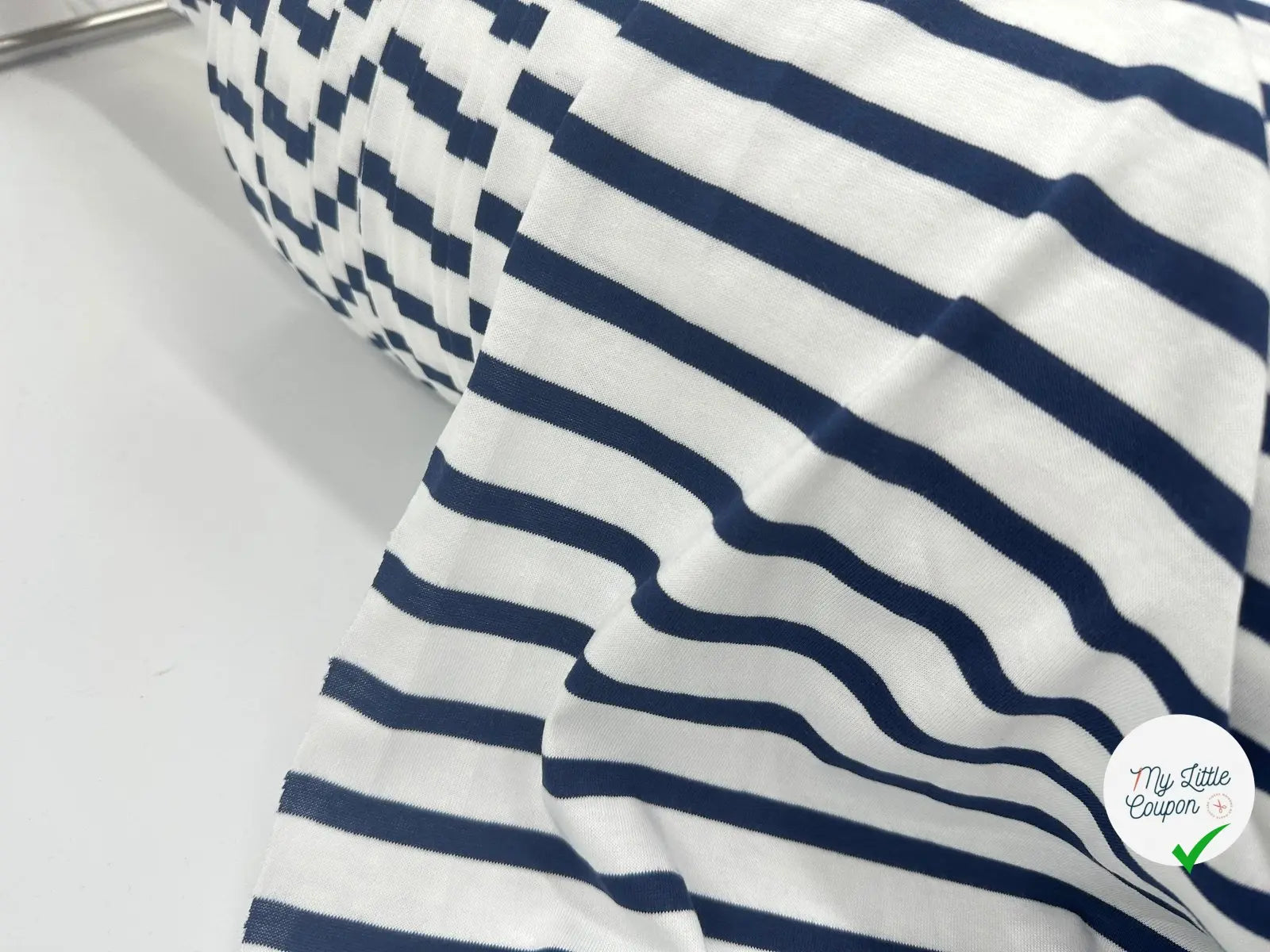 JERSEY DE COTON RAYURES BLEU ET NEIGE - My Little Coupon - tissu - coudre