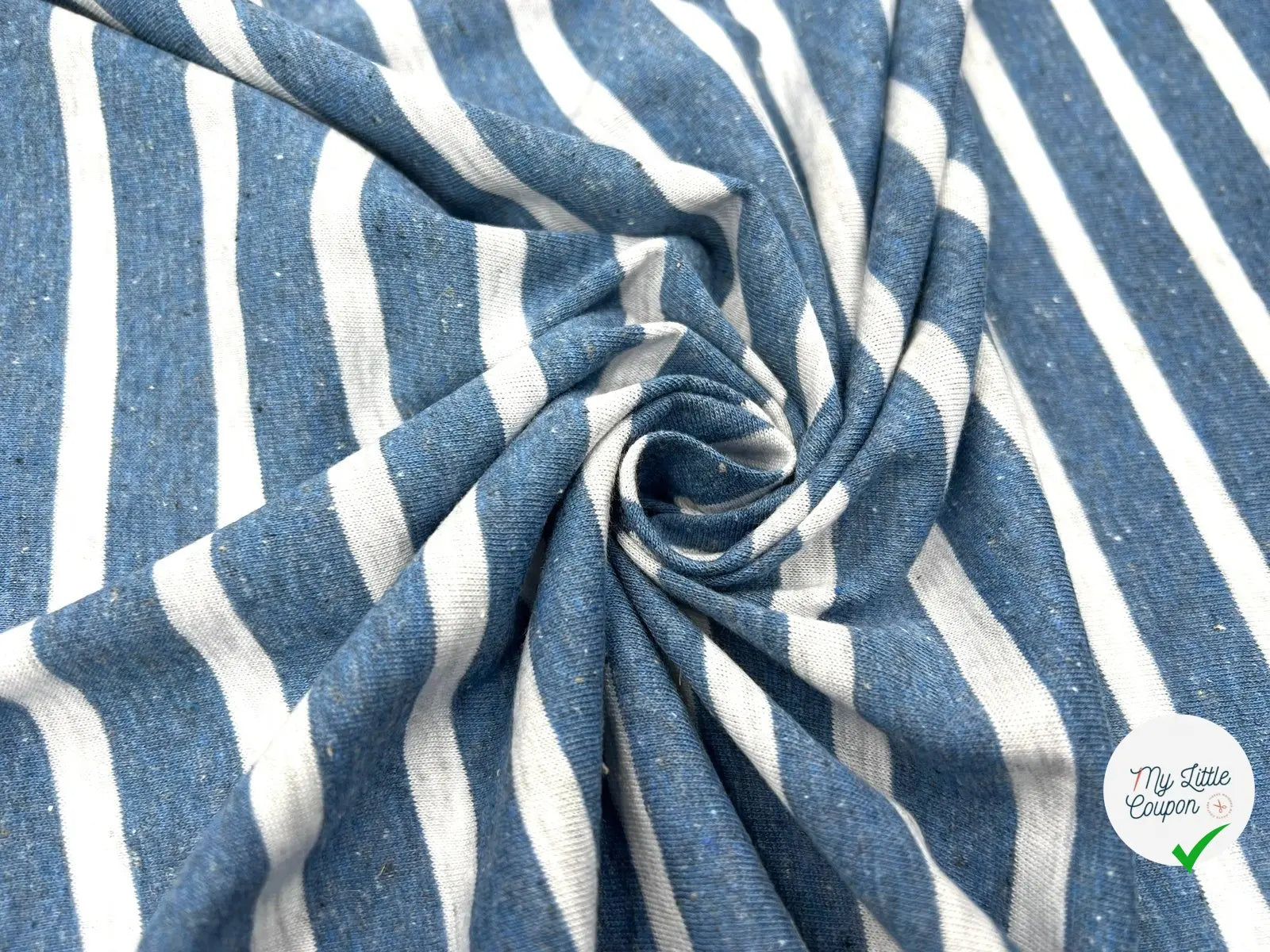 JERSEY DE COTON RAYURES BLEU POINTILLÉS SUR GRIS - My Little Coupon - tissu - coudre