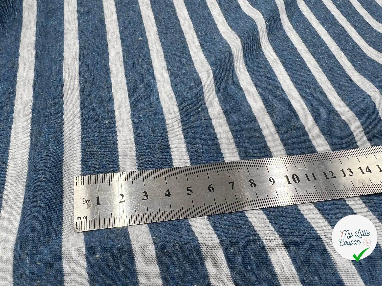 JERSEY DE COTON RAYURES BLEU POINTILLÉS SUR GRIS - My Little Coupon - tissu - coudre