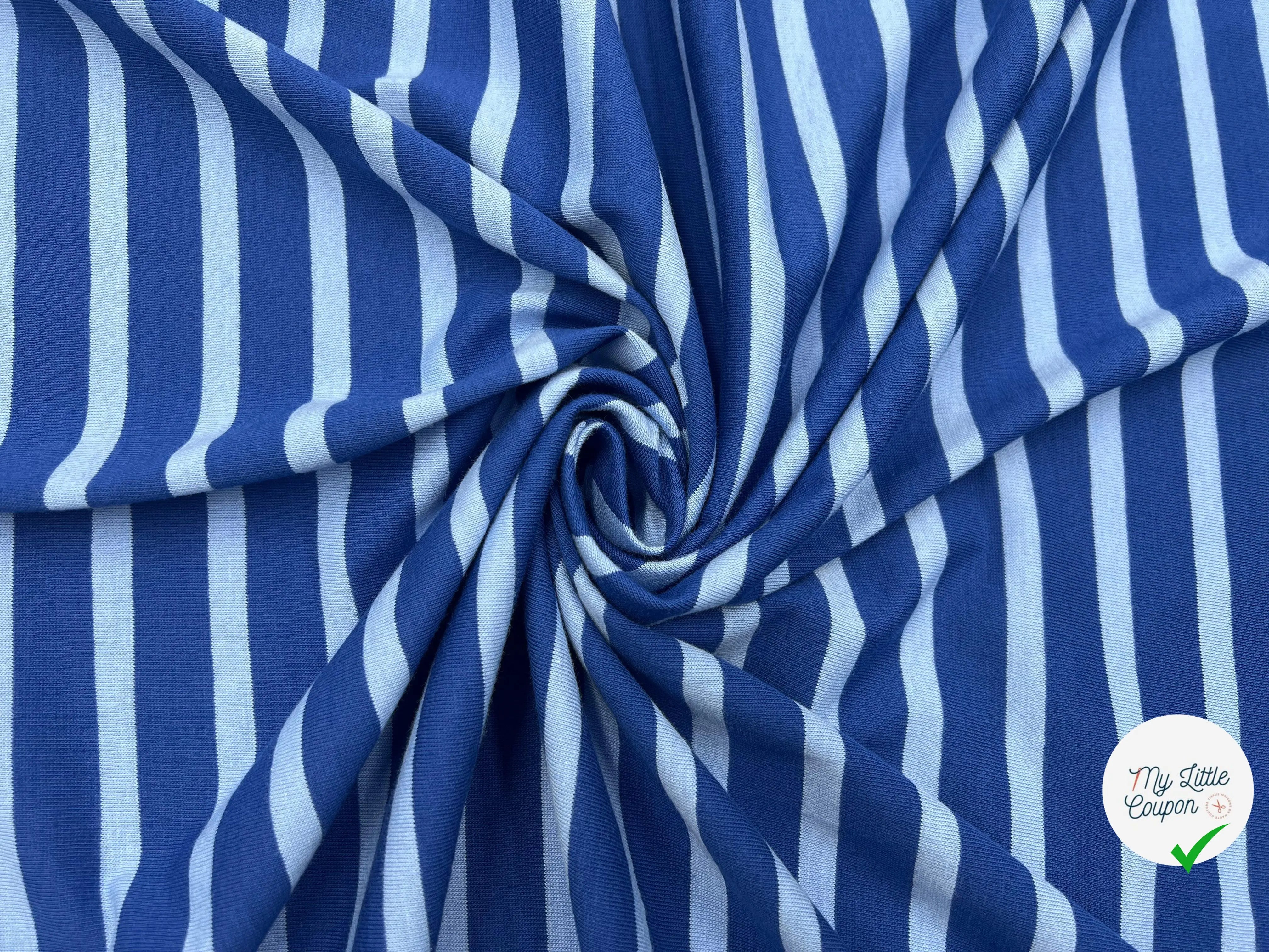 JERSEY DE COTON RAYURES BLEU SUR BLEU - My Little Coupon - tissu - coudre