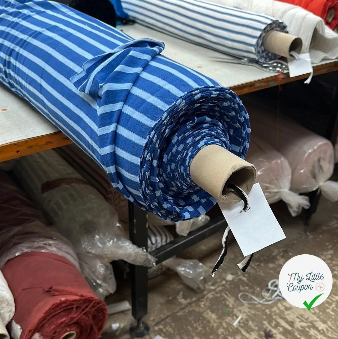 JERSEY DE COTON RAYURES BLEU SUR BLEU - My Little Coupon - tissu - coudre