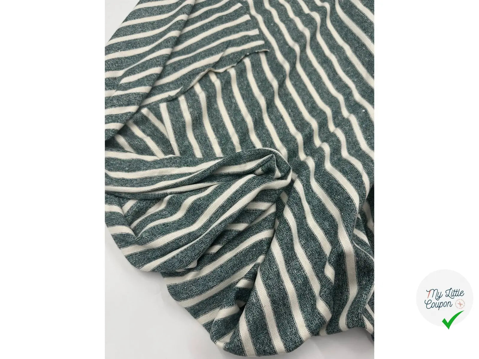 JERSEY DE COTON RAYURES ECRU FOND VERT CHINE MSO