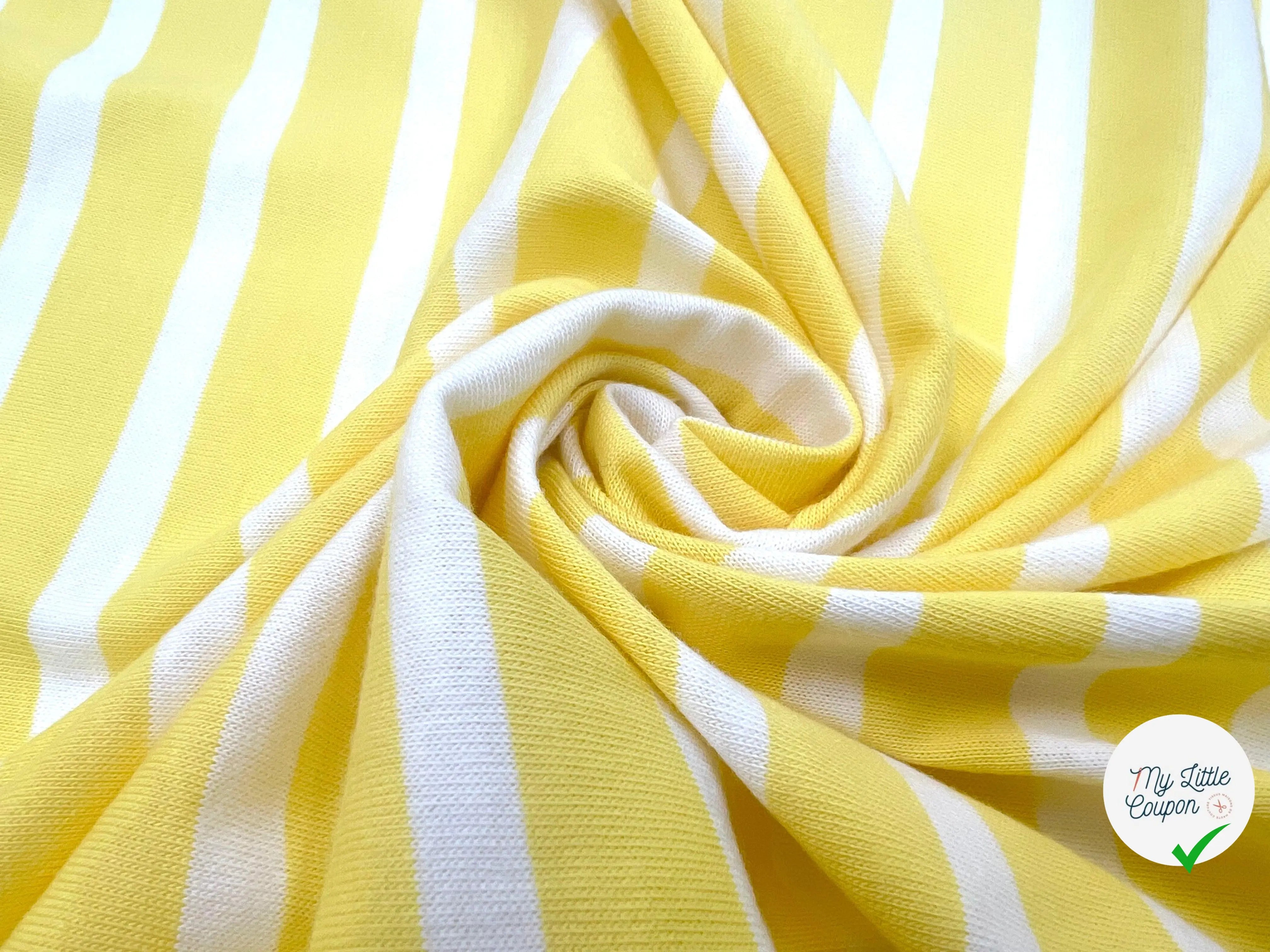 JERSEY DE COTON RAYURES JAUNES ET BLANCHES - My Little Coupon - tissu - coudre