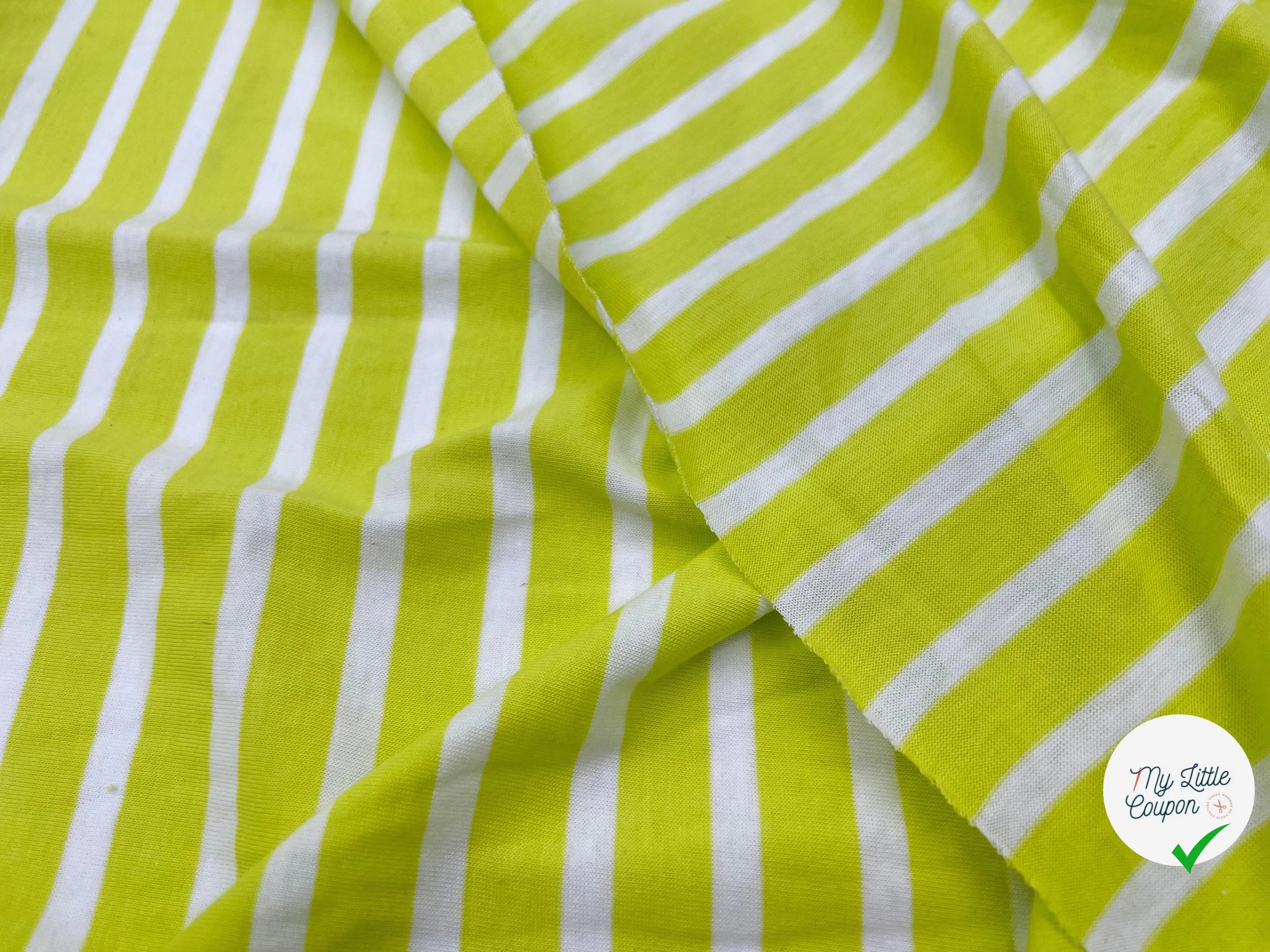 JERSEY DE COTON RAYURES LEMON ET NEIGE - My Little Coupon - tissu - coudre