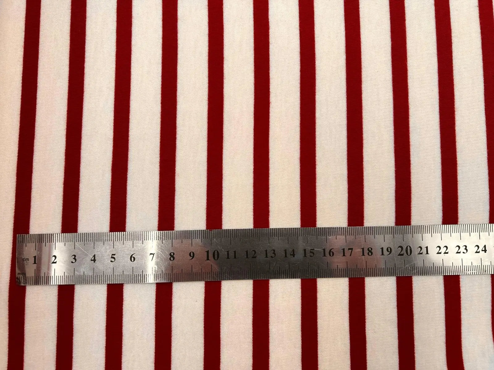 JERSEY DE COTON RAYURES ROUGE PERSAN FOND BEIGE ÉCRU - My Little Coupon - tissu - coudre