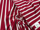 JERSEY DE COTON RAYURES ROUGE PERSAN SUR BLANC ÉCRU - My Little Coupon - tissu - coudre