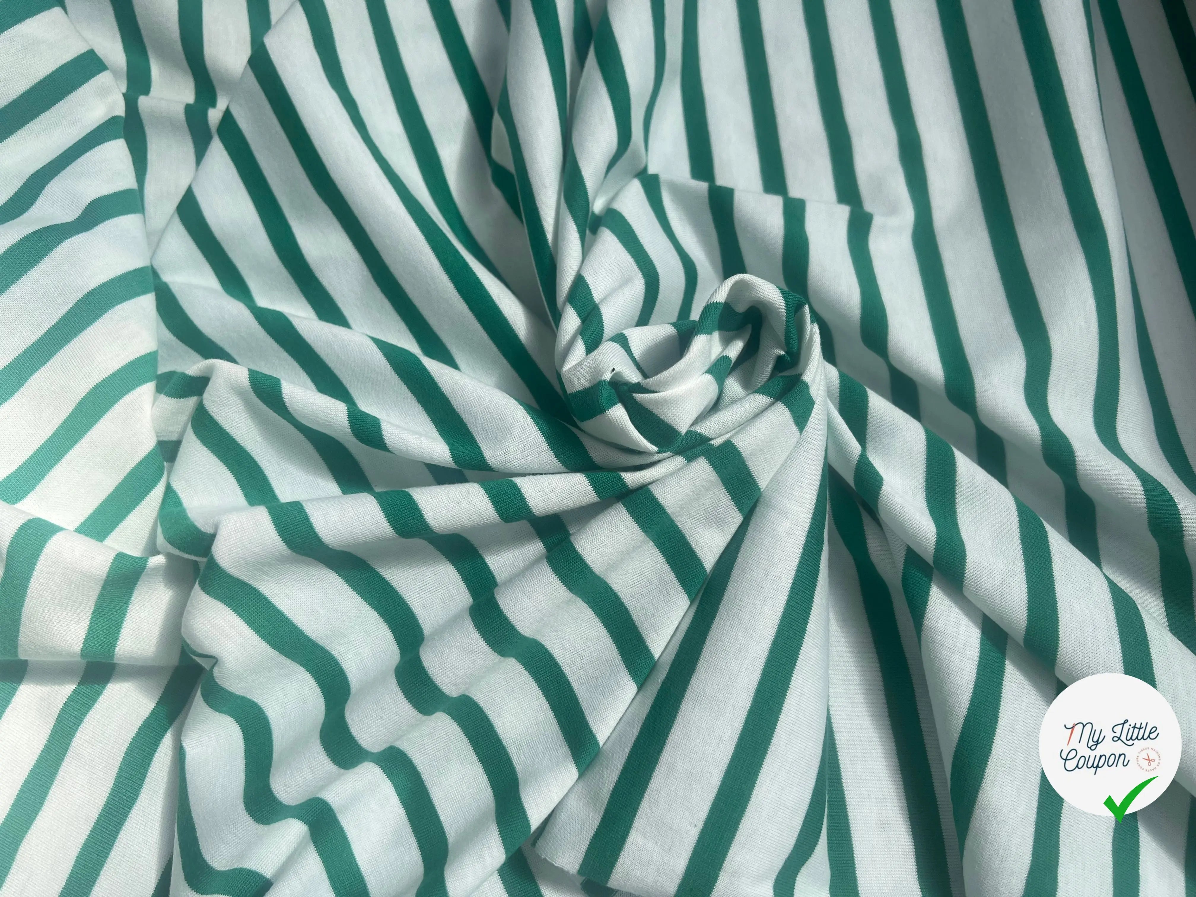 JERSEY DE COTON RAYURES VERT SAPIN - My Little Coupon