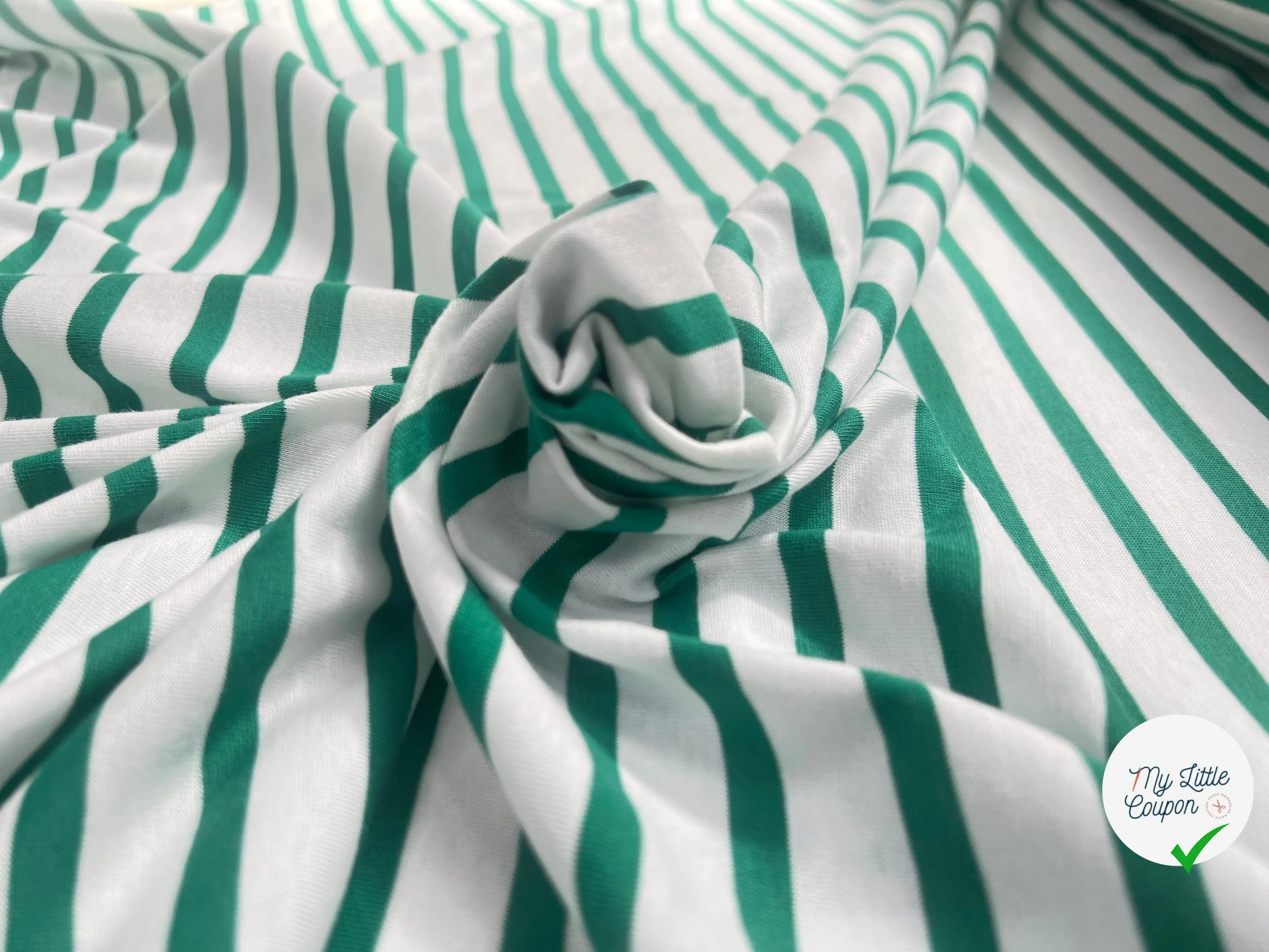 JERSEY DE COTON RAYURES VERT SAPIN - My Little Coupon