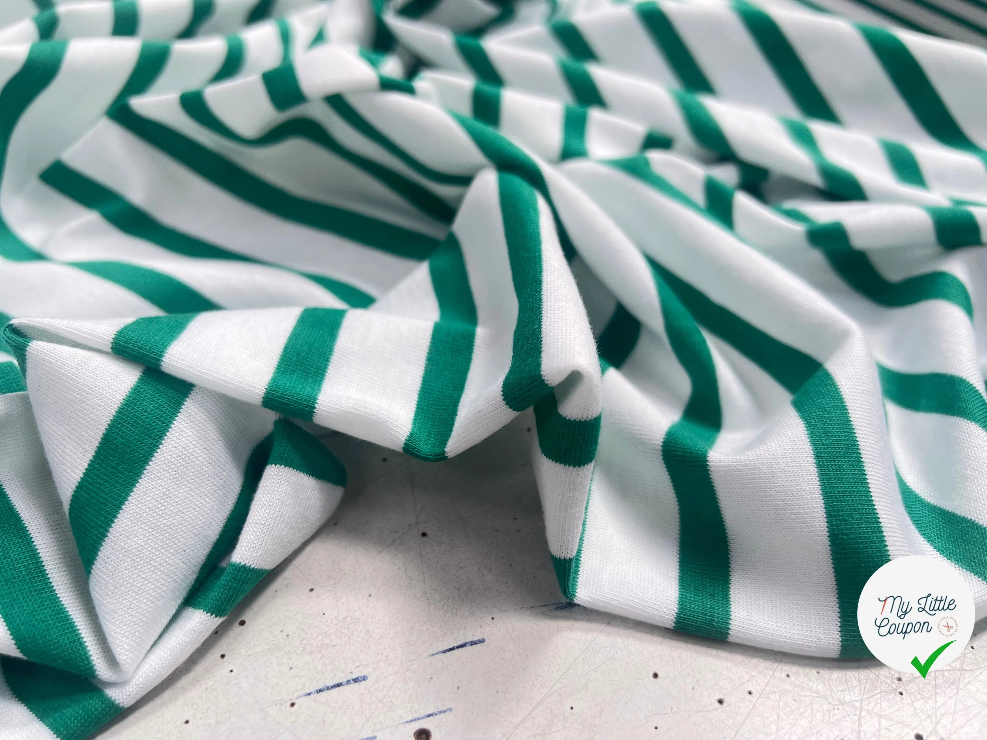 JERSEY DE COTON RAYURES VERT SAPIN - My Little Coupon