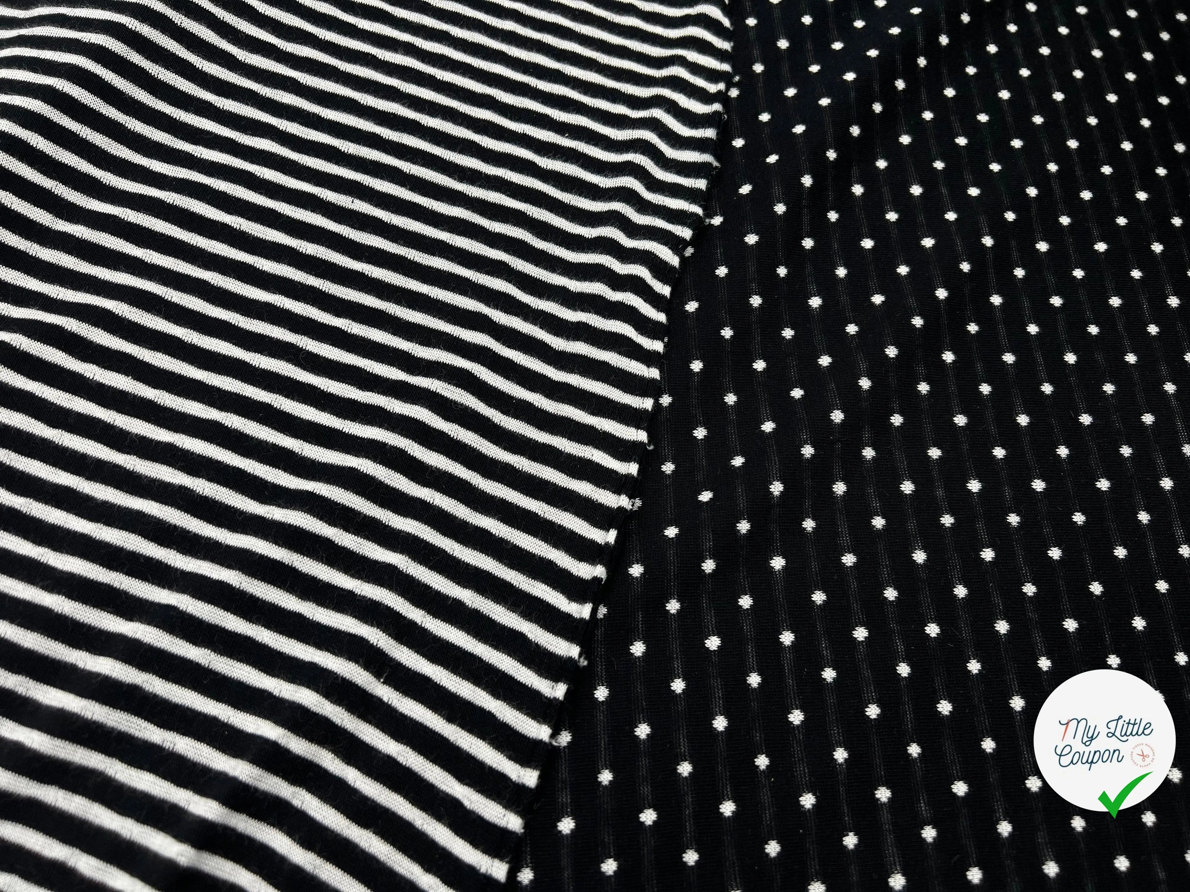 JERSEY DE COTON RÉVERSIBLE MI POIS MI RAYURES - My Little Coupon - tissu - coudre