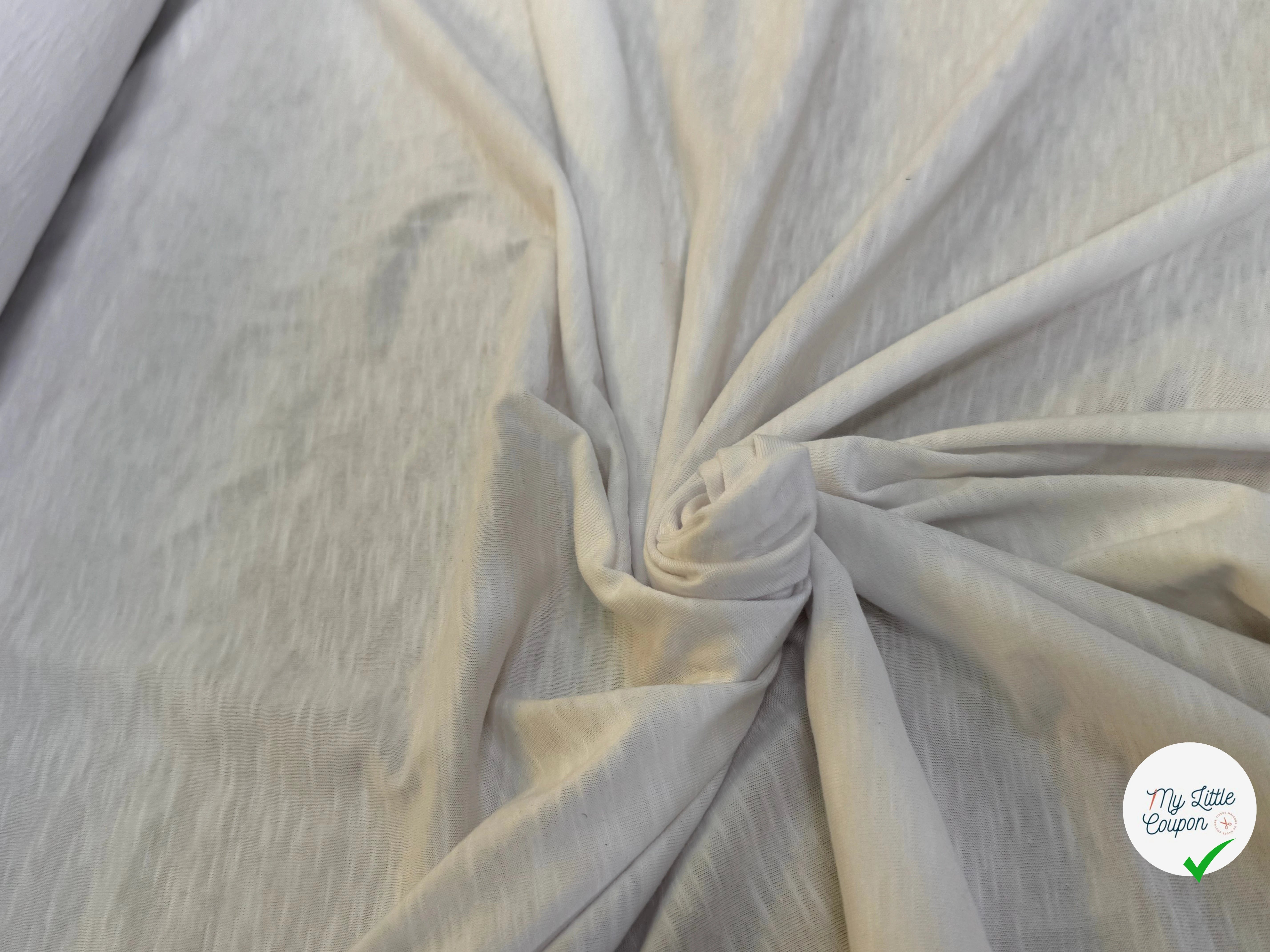 JERSEY DE COTON SOFT 8% ÉLASTHANNE BLANC GRANDE LAIZE - My Little Coupon