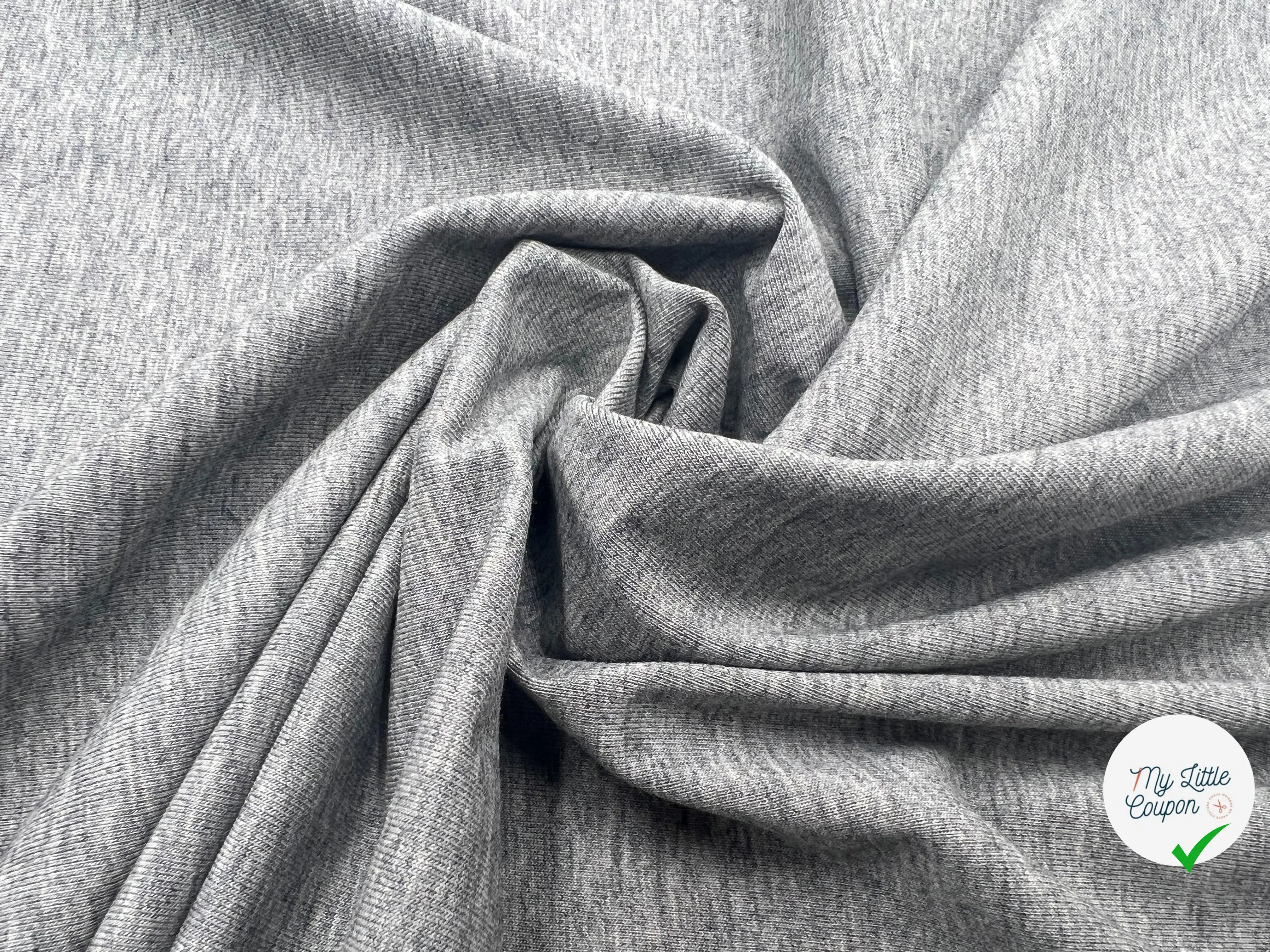 JERSEY DE COTON STRETCH GRIS CHINÉ - My Little Coupon - tissu - coudre