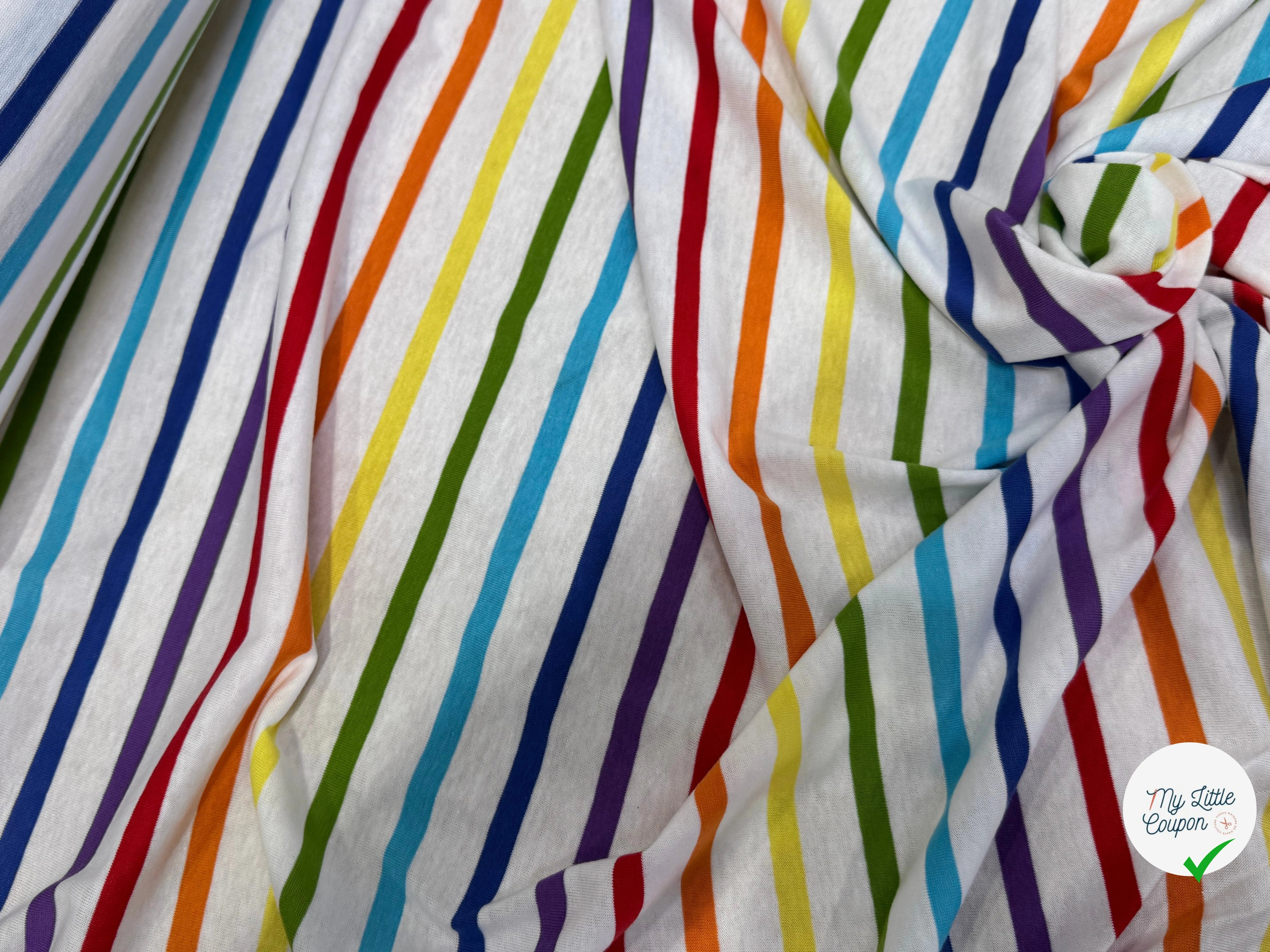 JERSEY DE COTON SUPER LÉGER STRETCH MULTICOLORE ARC-EN-CIEL FABRICATION RÉGION DE TROYES 🇫🇷 - My Little Coupon