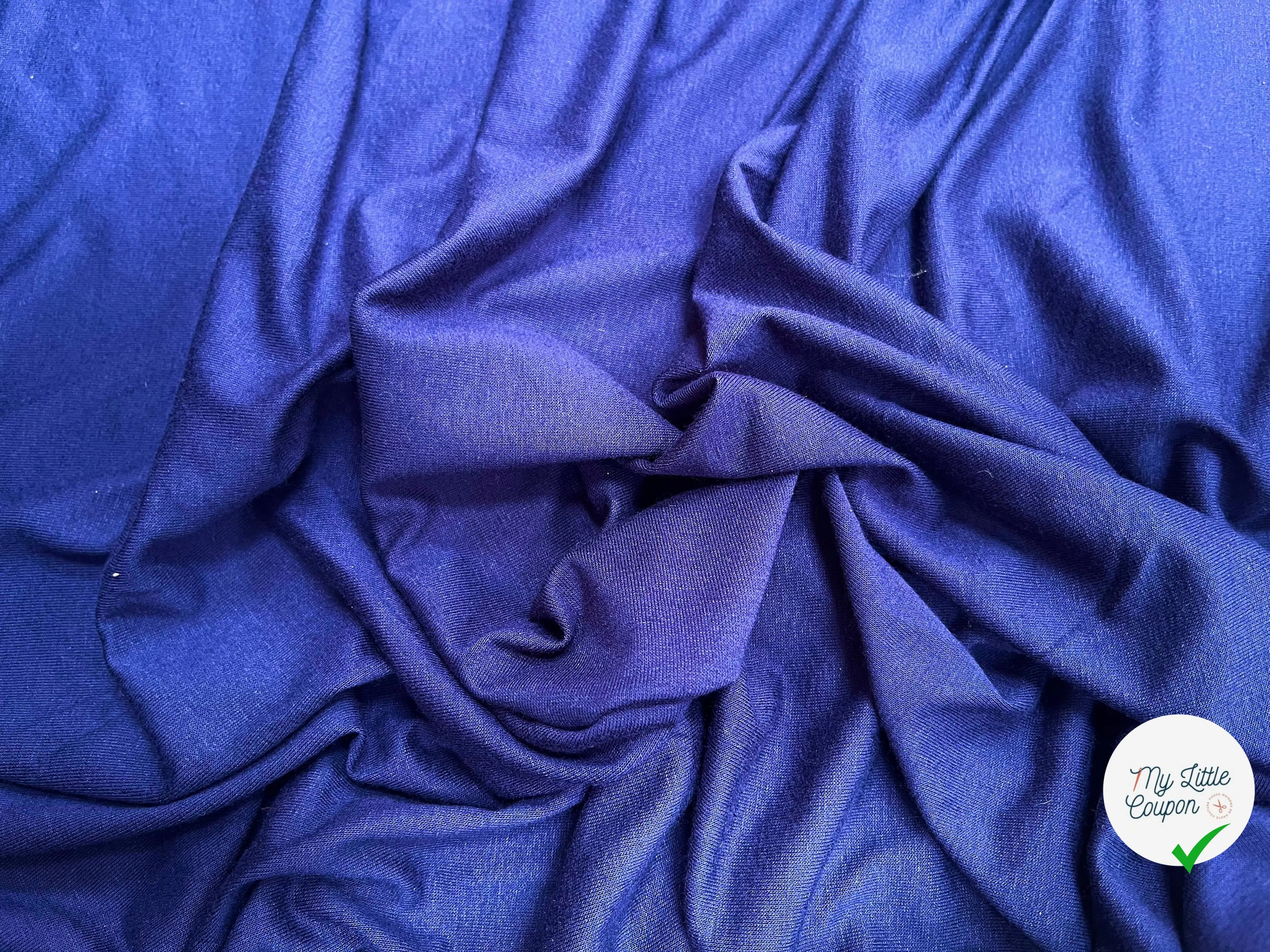 JERSEY DE COTON UNI BLEU MARINE - My Little Coupon