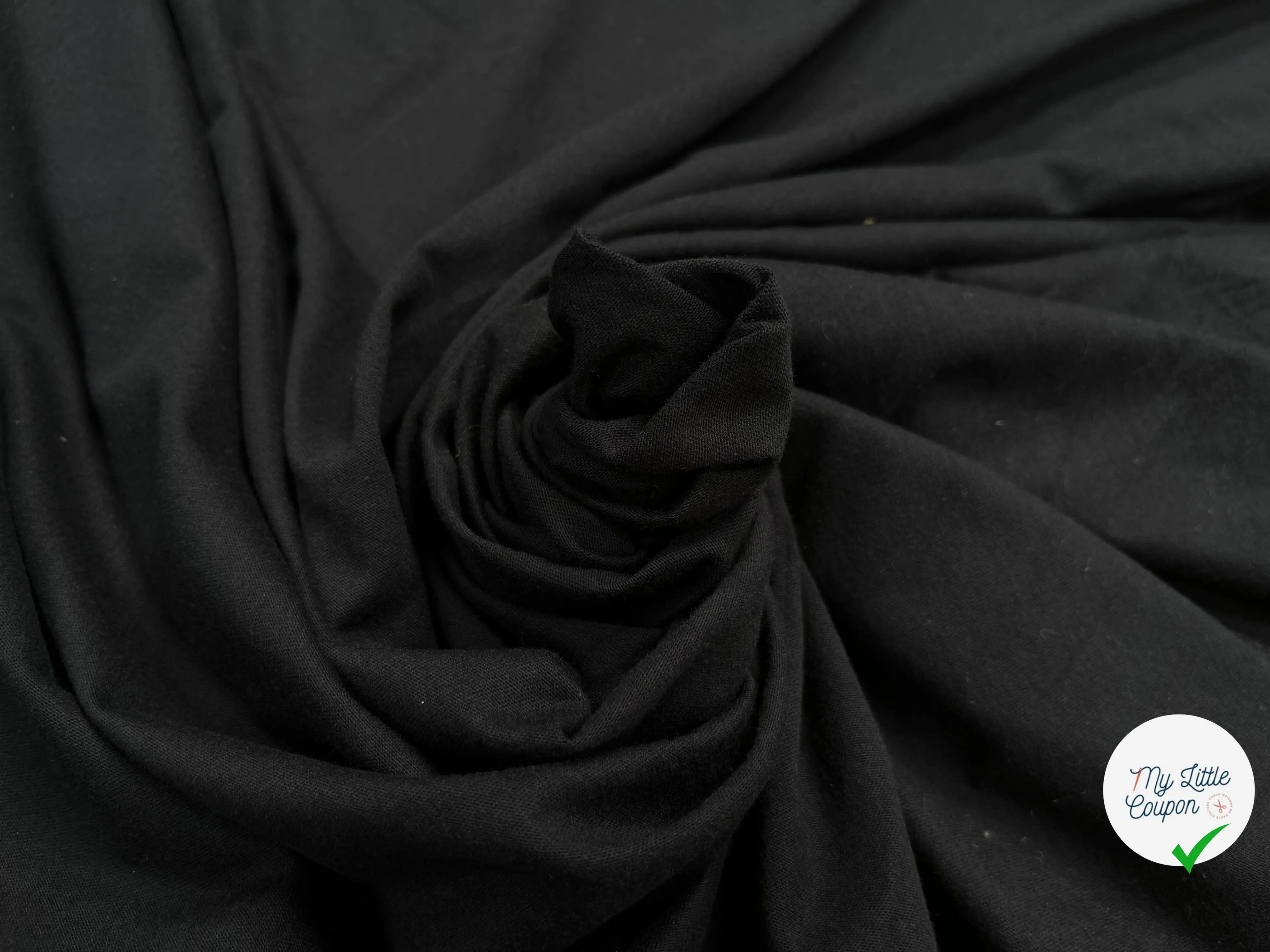 JERSEY DE COTON UNI NOIR - My Little Coupon