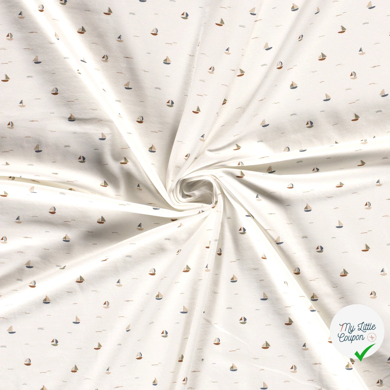Jersey de coton voiliers blanc cassé