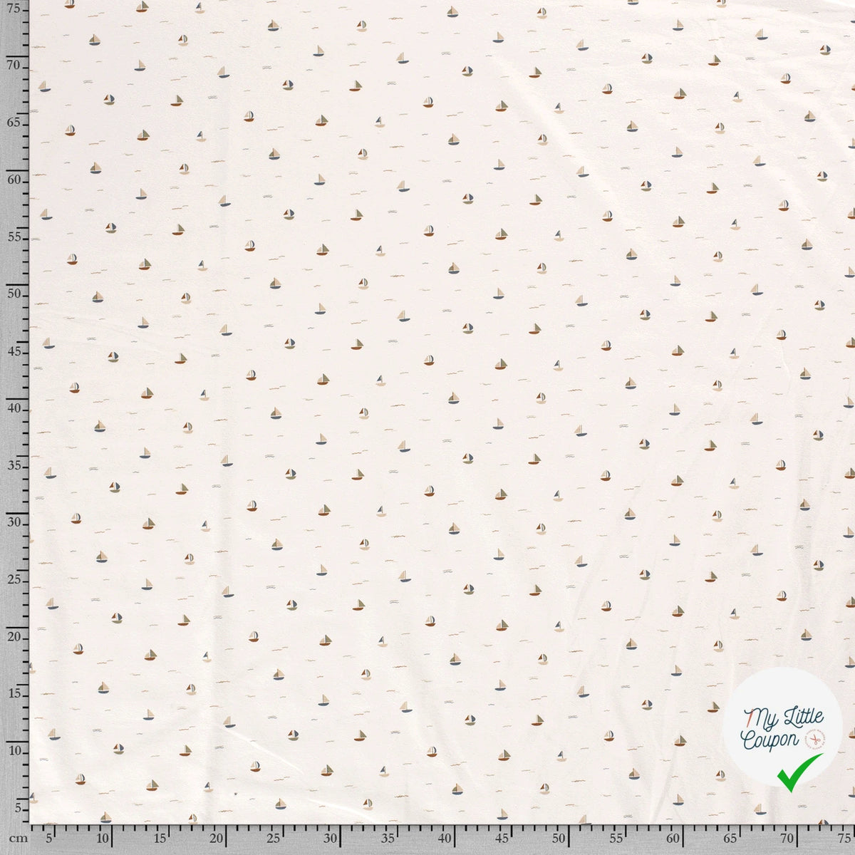 Jersey de coton voiliers blanc cassé