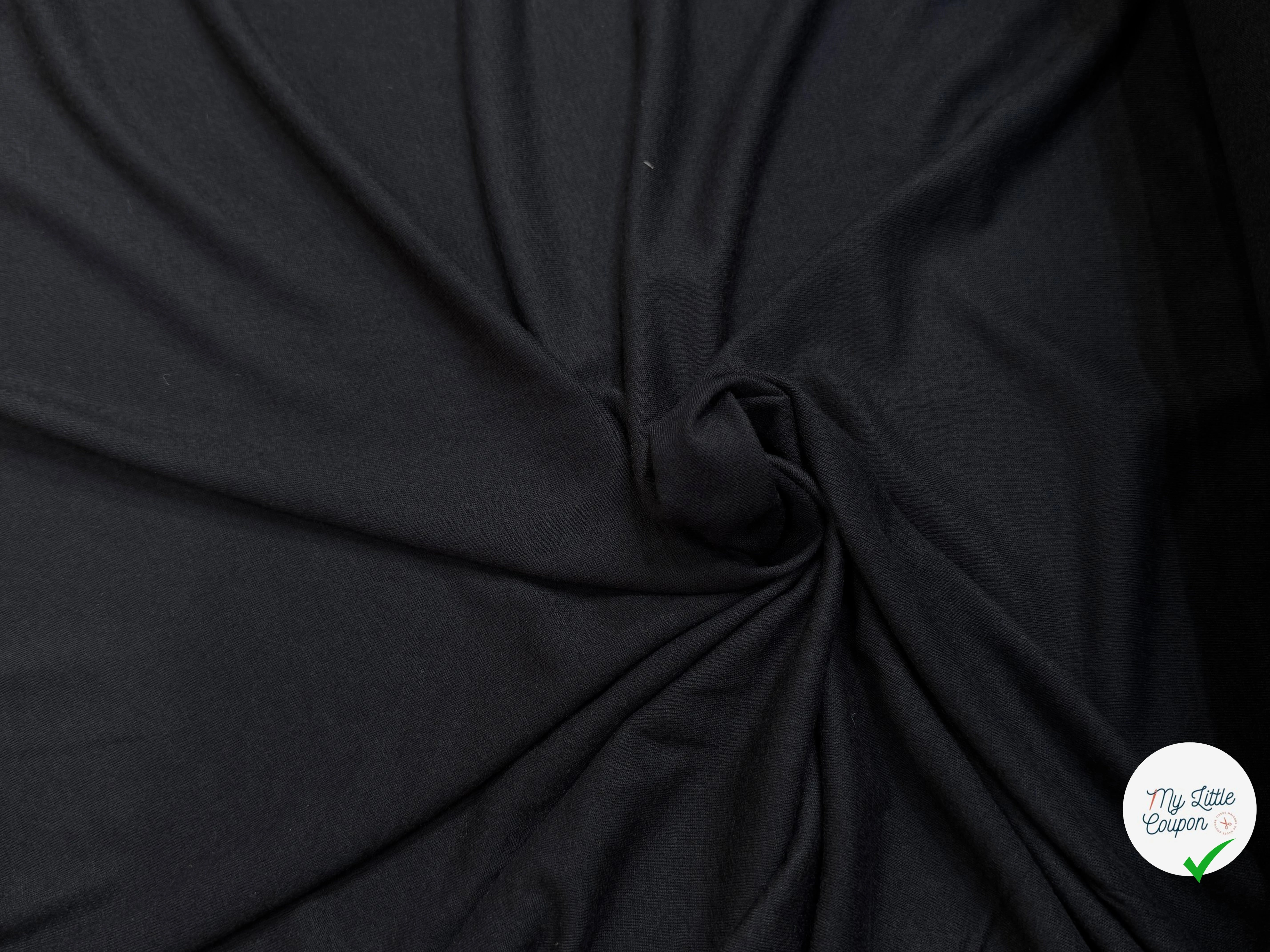 JERSEY DE LAINE LÉGER ET MOELLEUX NOIR STRETCH 100% LAINE - My Little Coupon