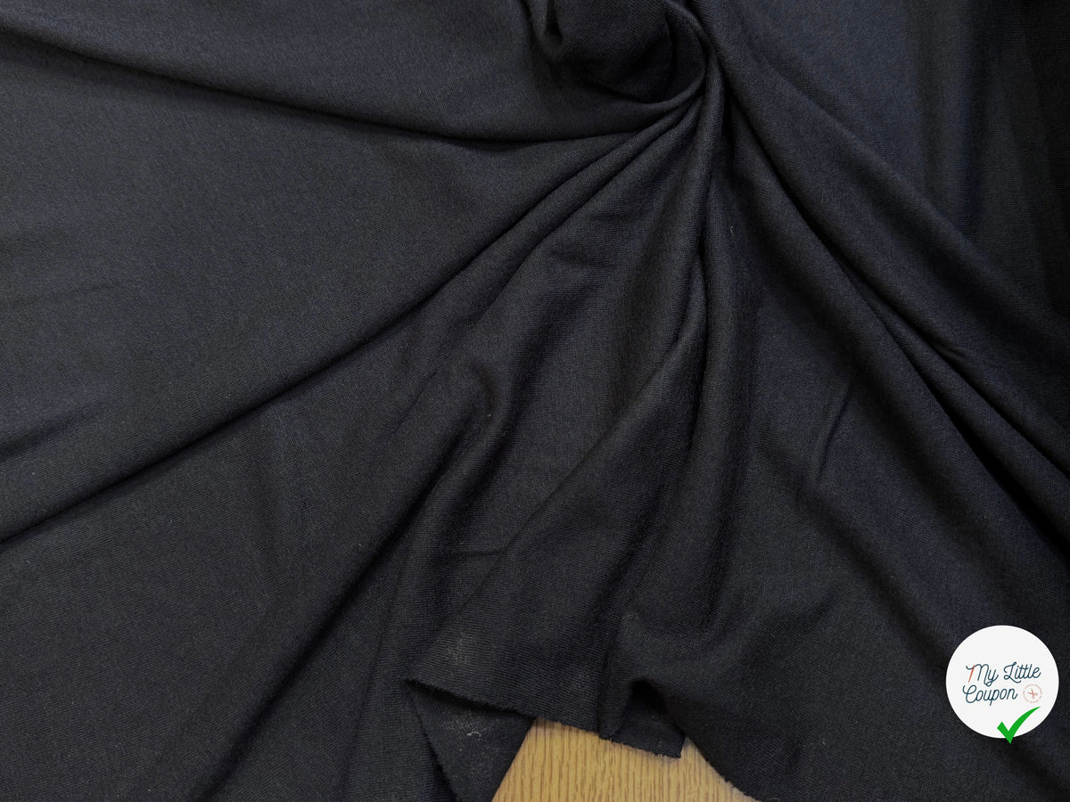 JERSEY DE LAINE LÉGER ET MOELLEUX NOIR STRETCH 100% LAINE - My Little Coupon