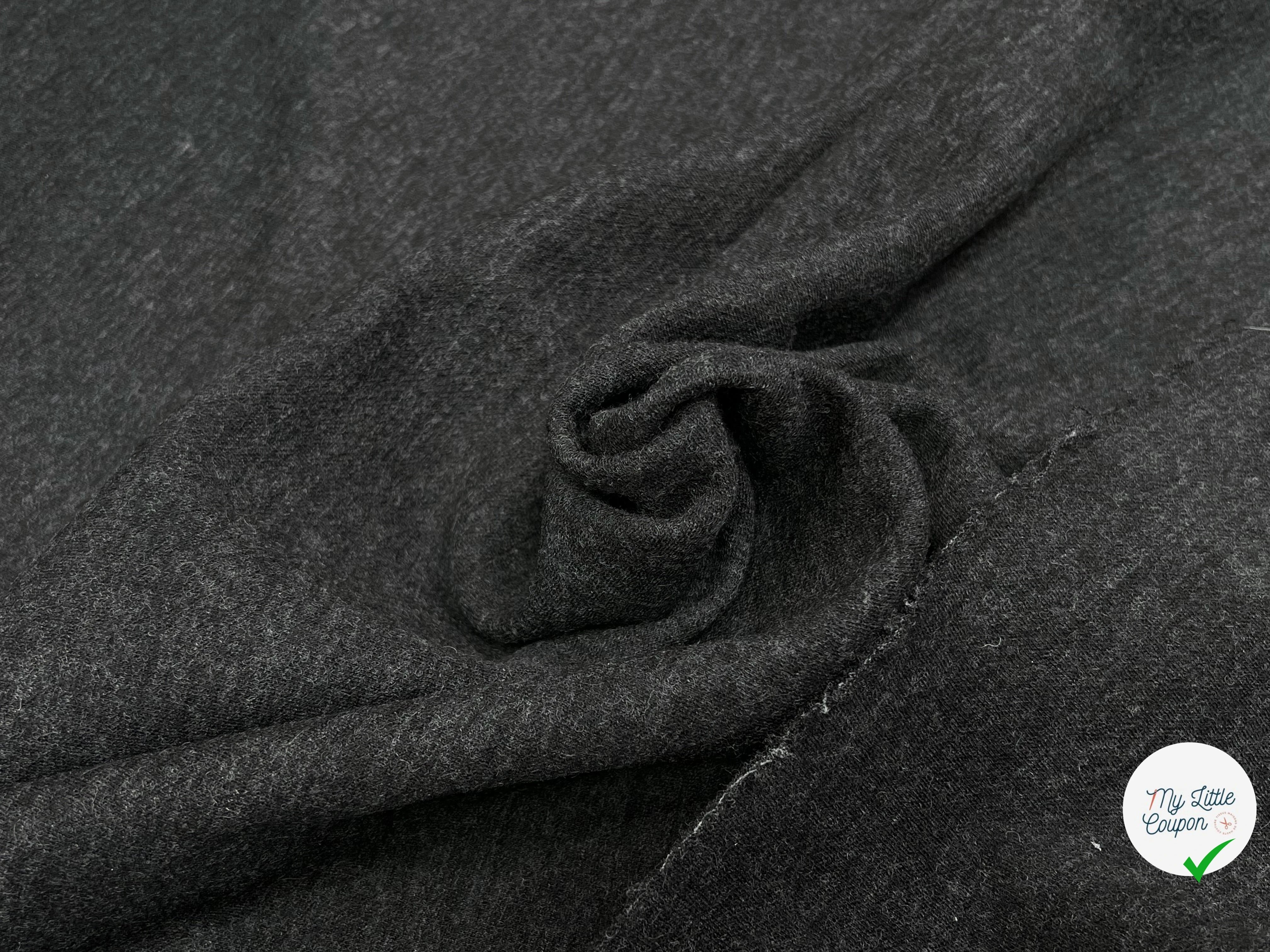 JERSEY DE LAINE LOURD STRETCH GRIS FONCÉ 100% LAINE - My Little Coupon