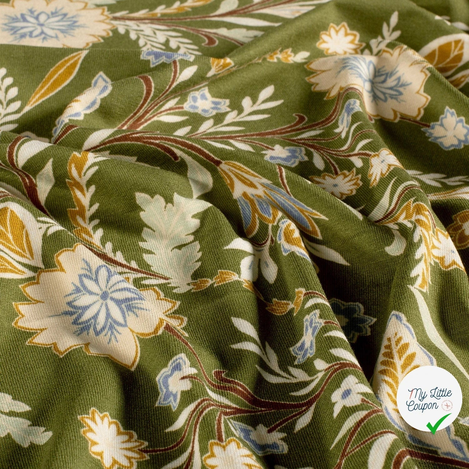 Jersey de viscose fleurs vert kaki