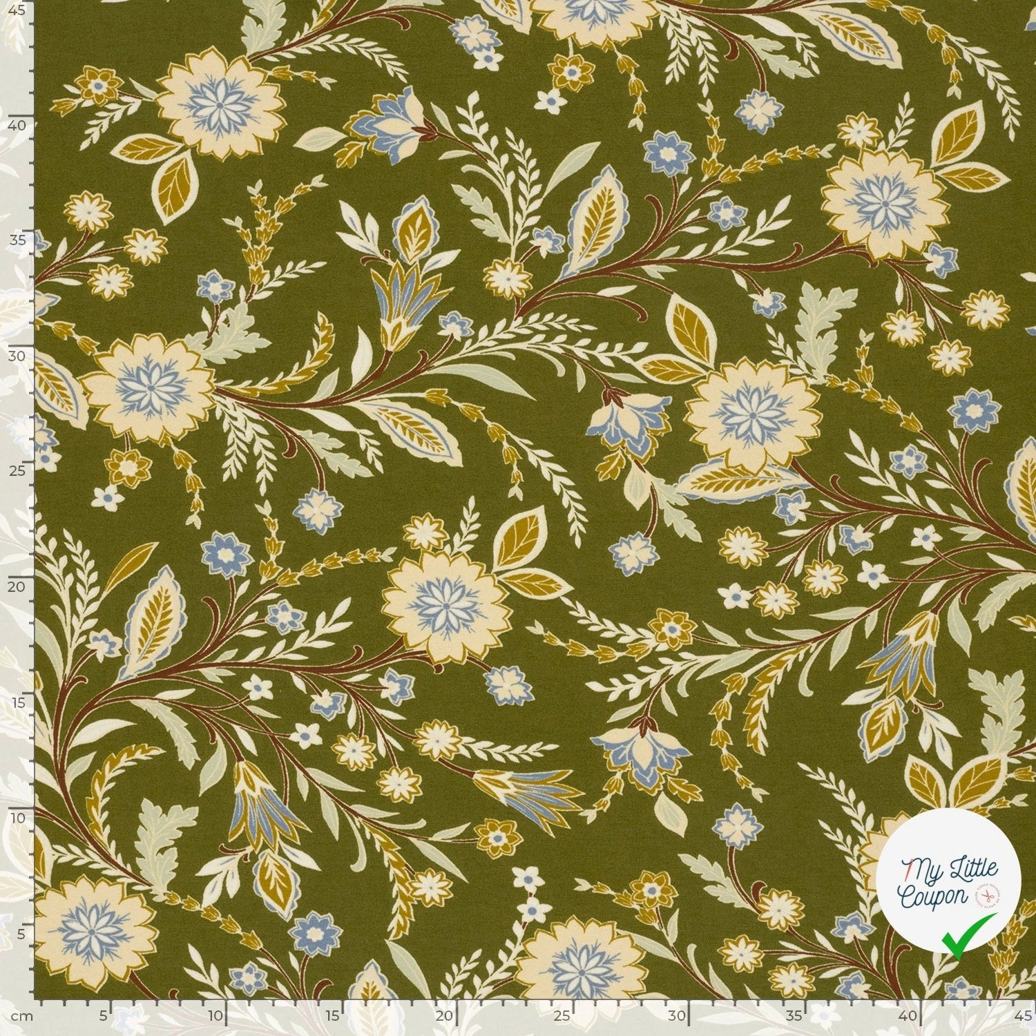 Jersey de viscose fleurs vert kaki