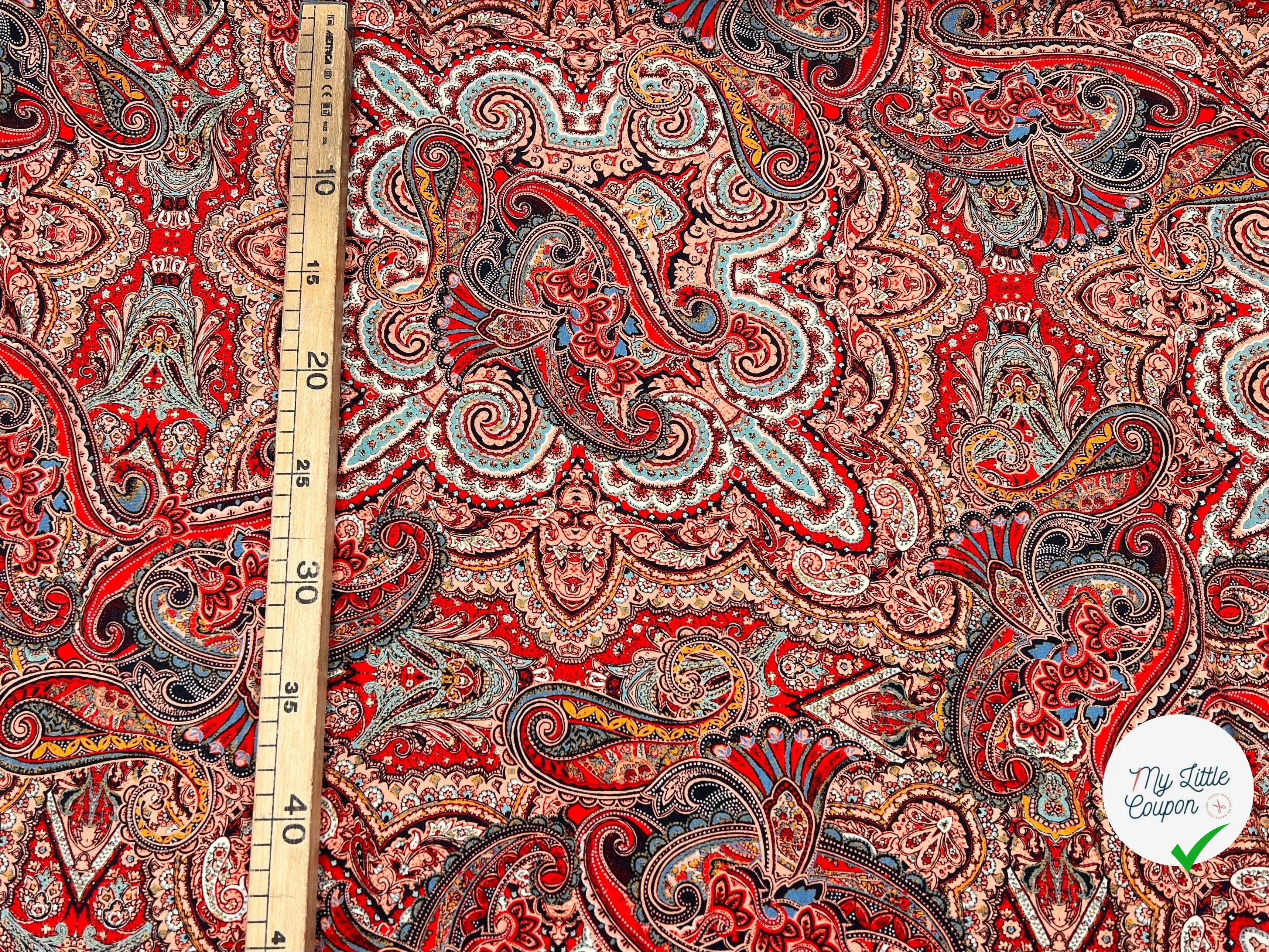 JERSEY EXTENSIBLE IMPRIMÉ MERVEILLES DU KASHMIR - My Little Coupon - tissu - coudre