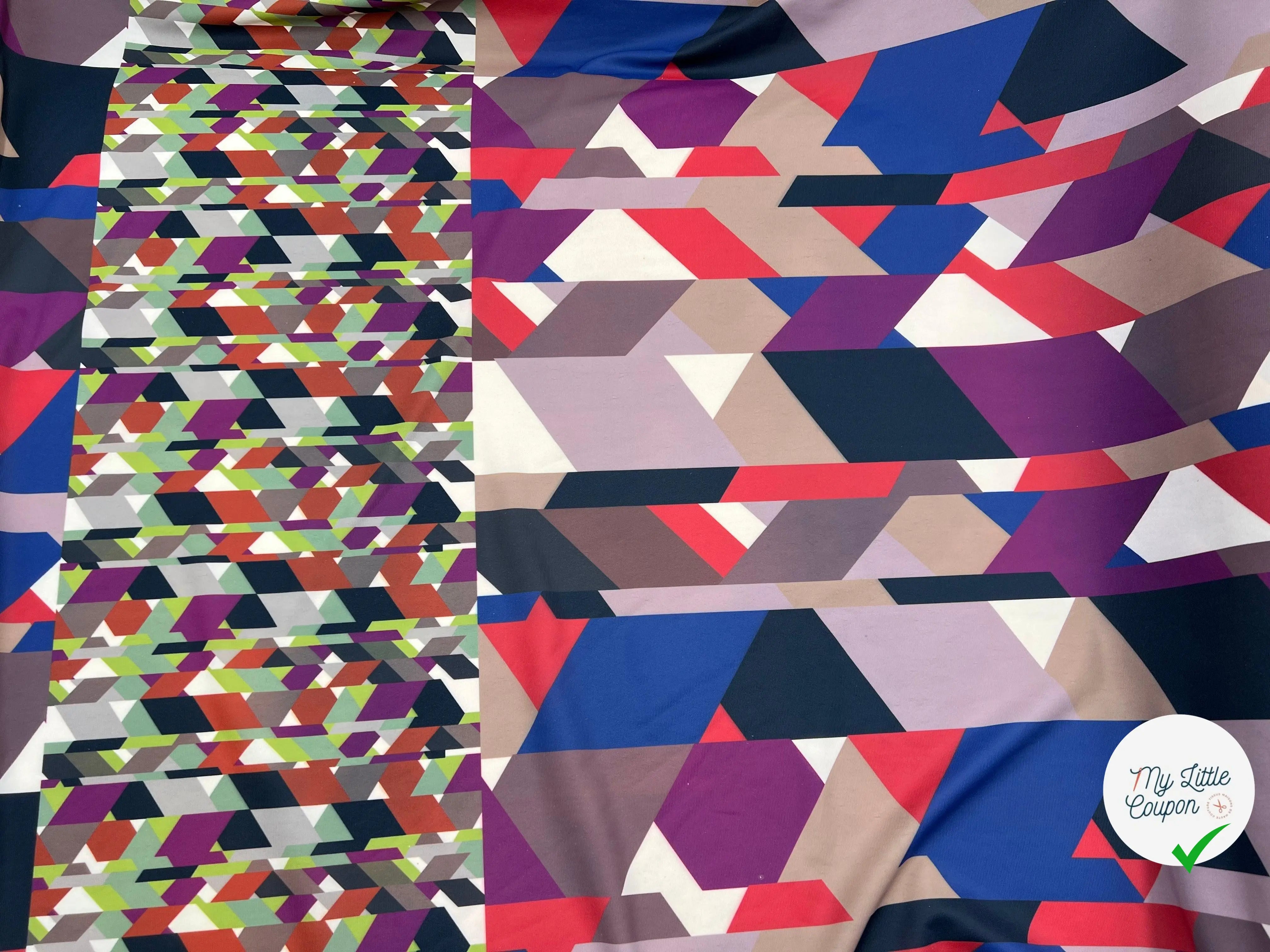 JERSEY FLUIDE BANDES SUCCESSIVES DE DESSINS GÉOMÉTRIQUE - coupon de tissu de 3 mètres - My Little Coupon - tissu - coudre