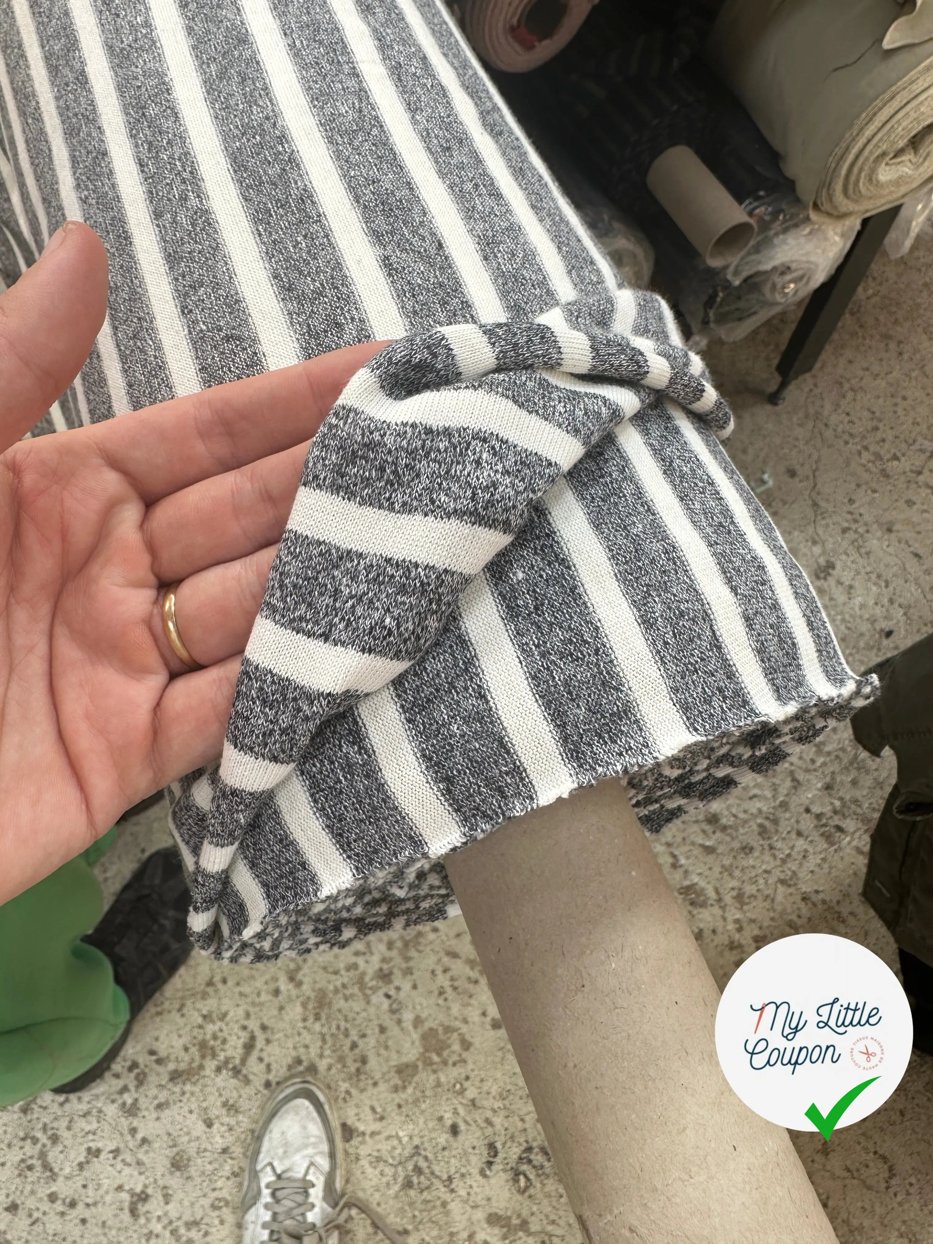 JERSEY GRIS CHINE RAYURES ÉCRU MSO