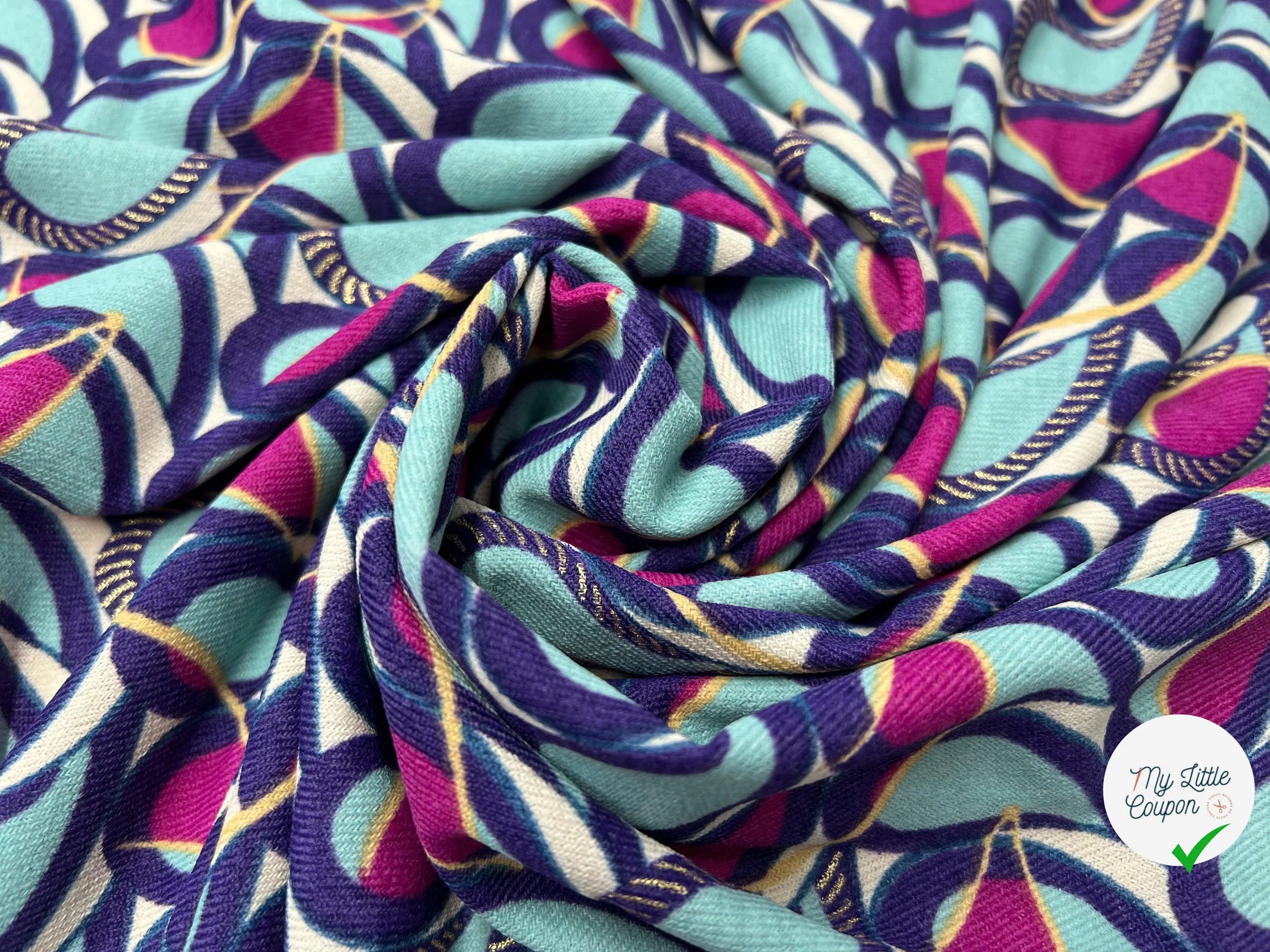 JERSEY IMPRIMÉ SURIMPRESSION DORÉ - My Little Coupon - tissu - coudre