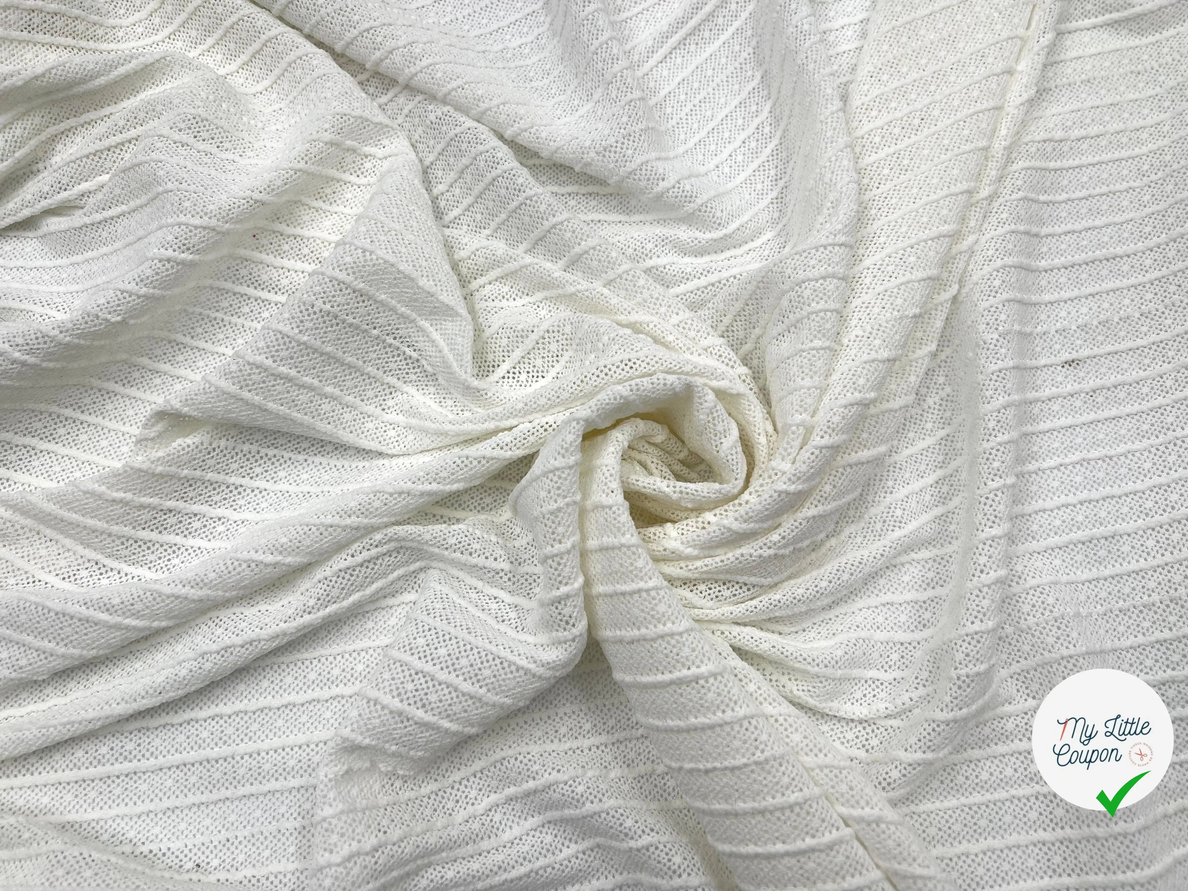 JERSEY JACQUARD RAYURES BLANC - My Little Coupon - tissu - coudre