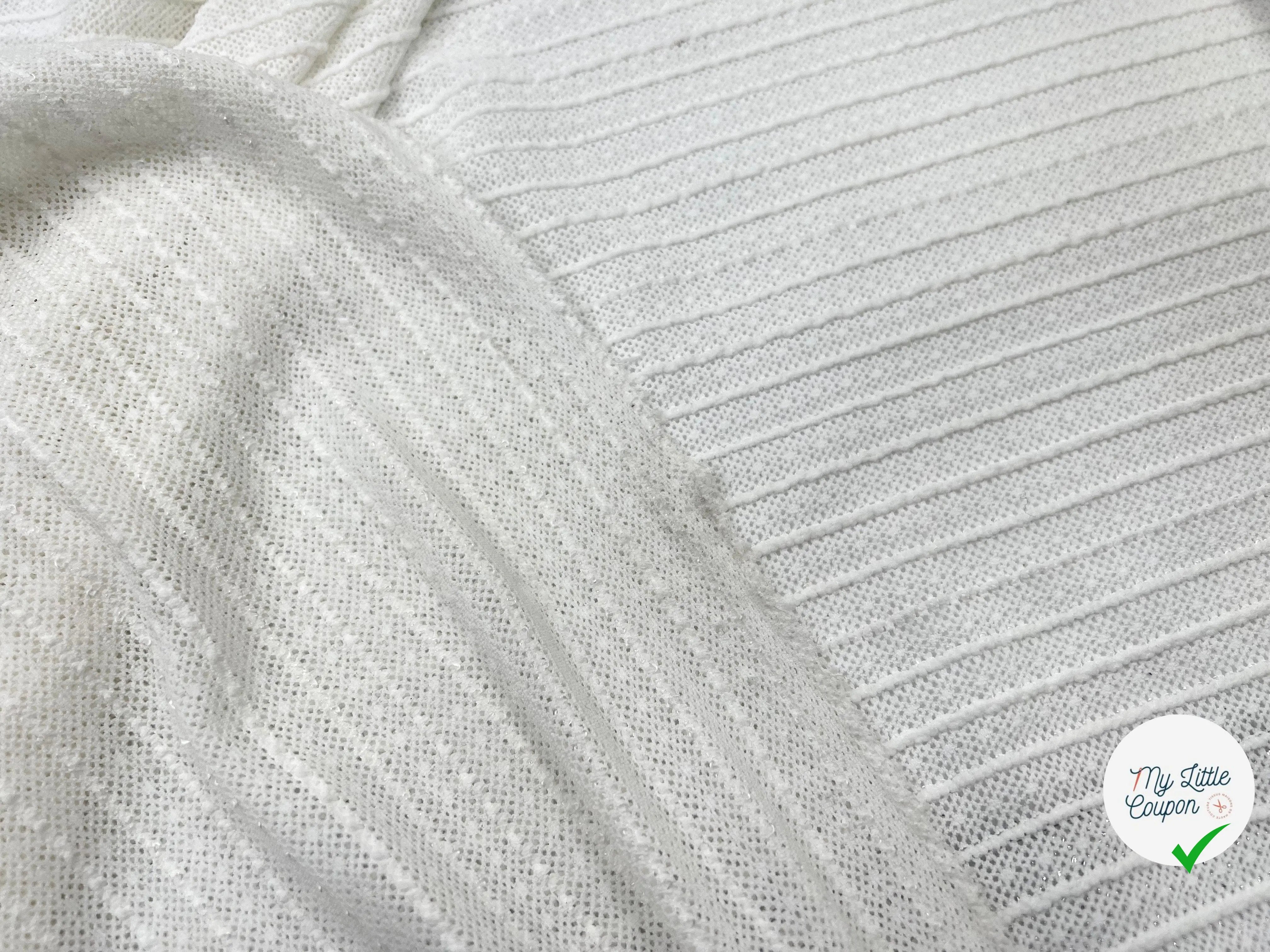 JERSEY JACQUARD RAYURES BLANC - My Little Coupon - tissu - coudre