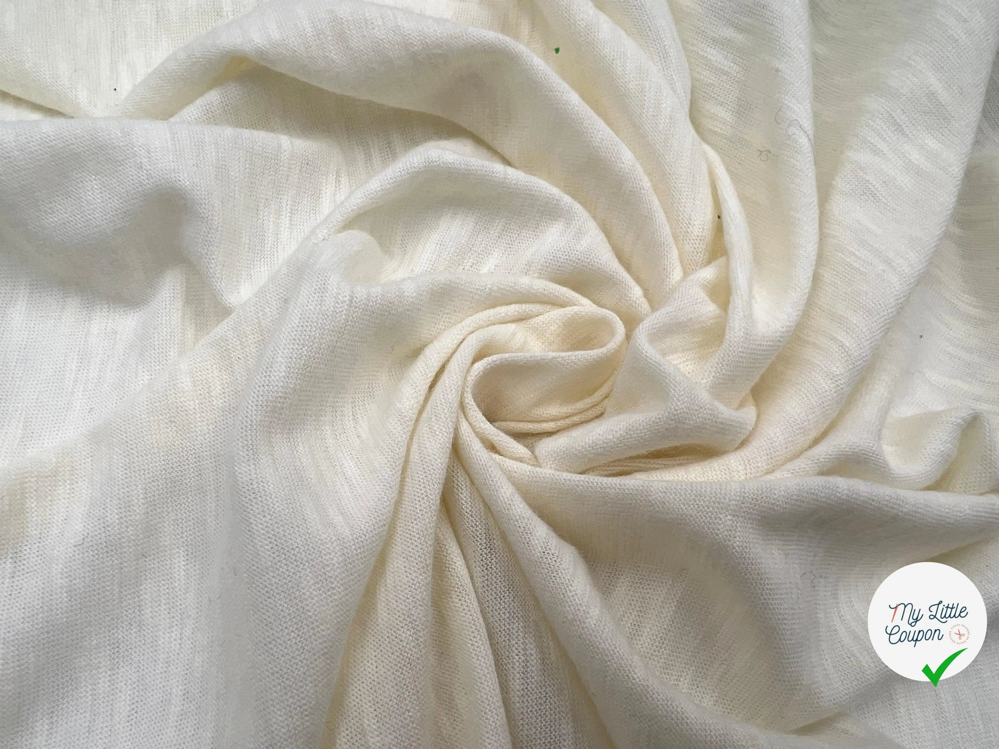 JERSEY LOURD COTON/LAINE JASPÉ BLANC CASSÉ - My Little Coupon - tissu - coudre