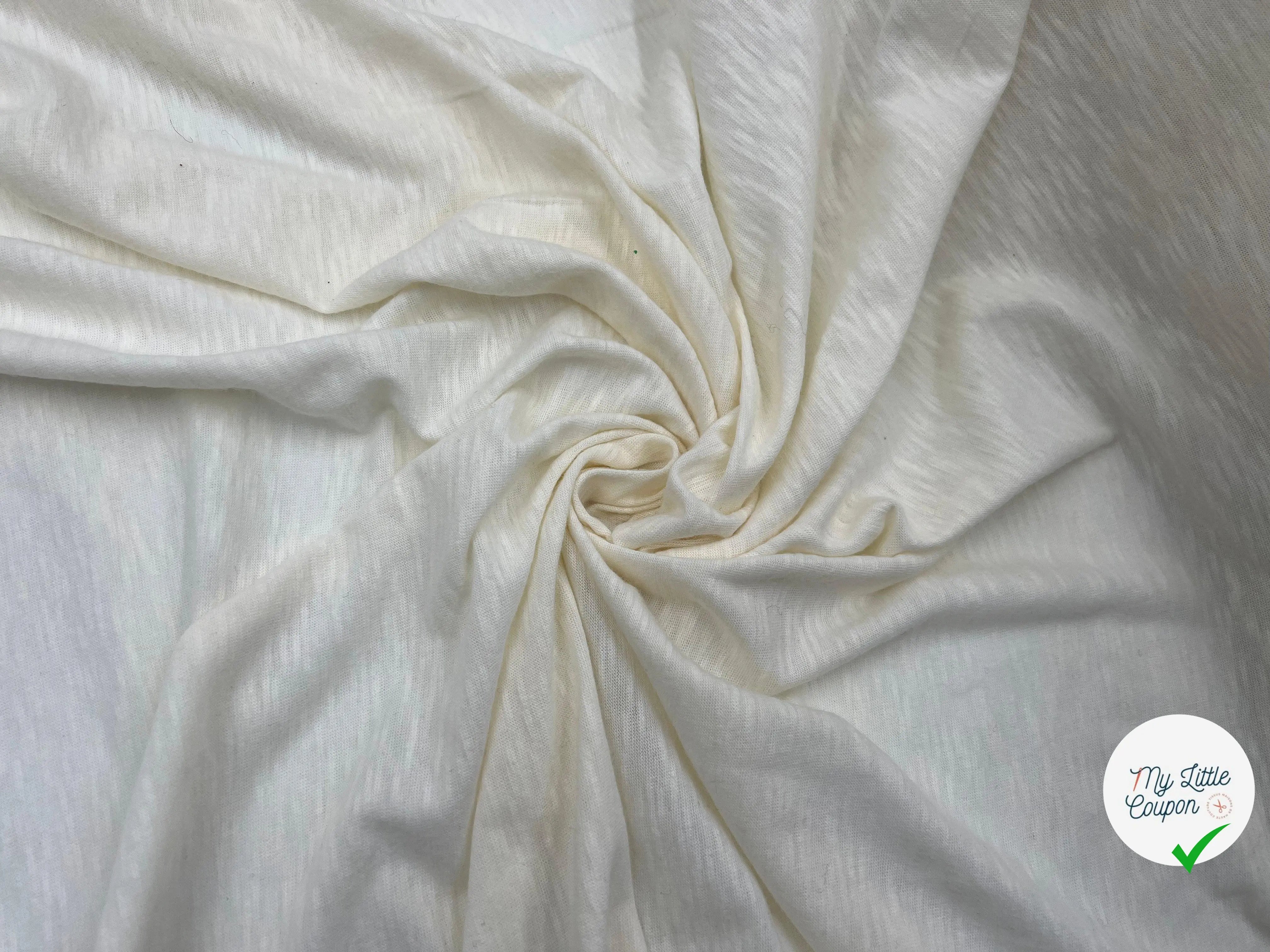 JERSEY LOURD COTON/LAINE JASPÉ BLANC CASSÉ - My Little Coupon - tissu - coudre