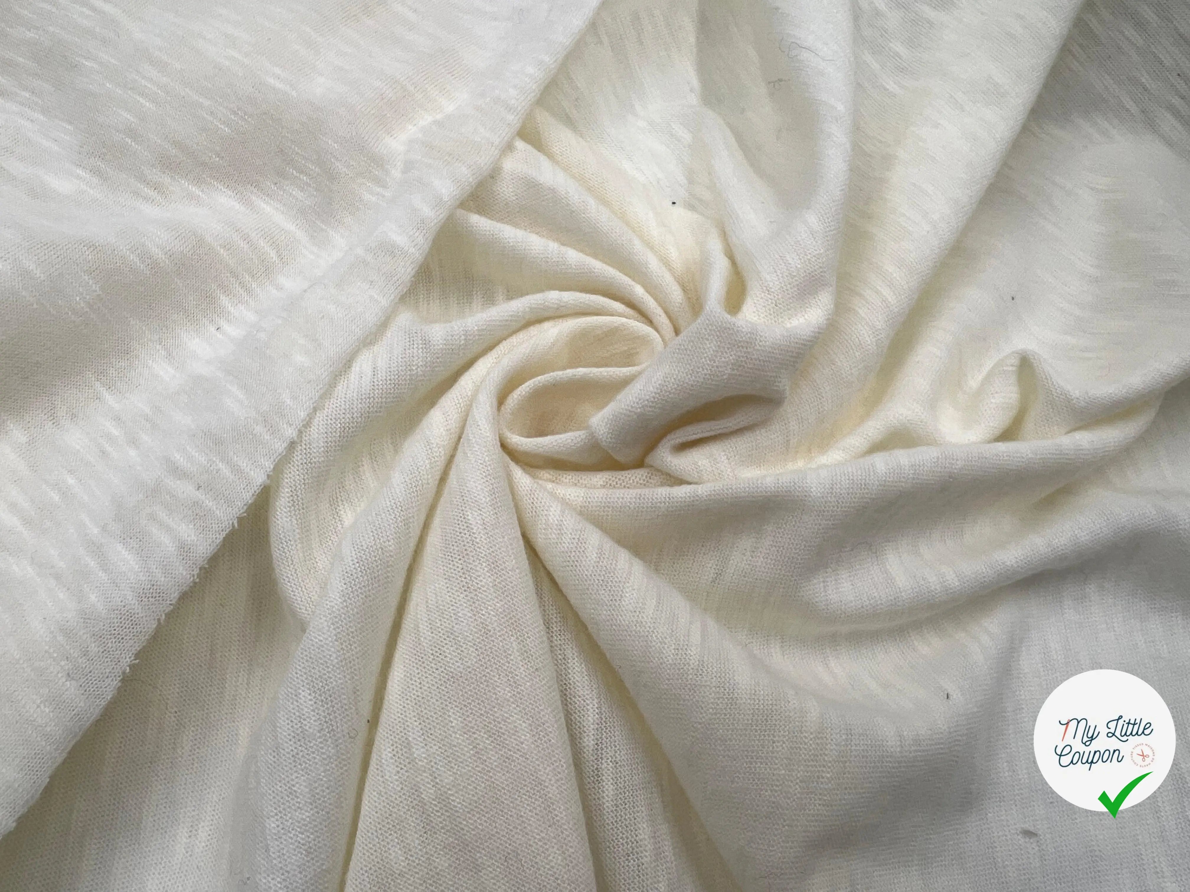 JERSEY LOURD COTON/LAINE JASPÉ BLANC CASSÉ - My Little Coupon - tissu - coudre