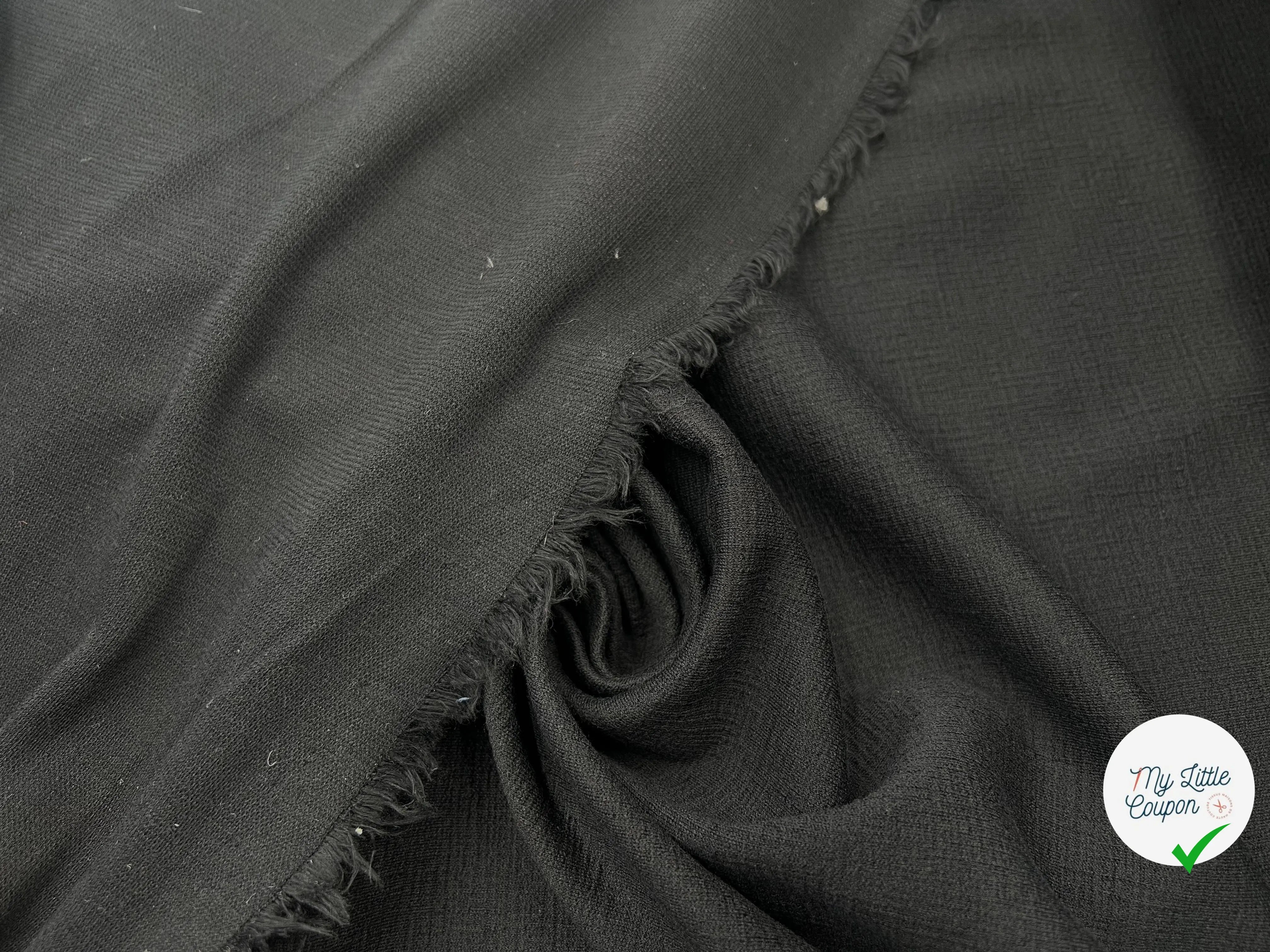 JERSEY LOURD NOIR RELIEFS RUSTIQUES - My Little Coupon - tissu - coudre