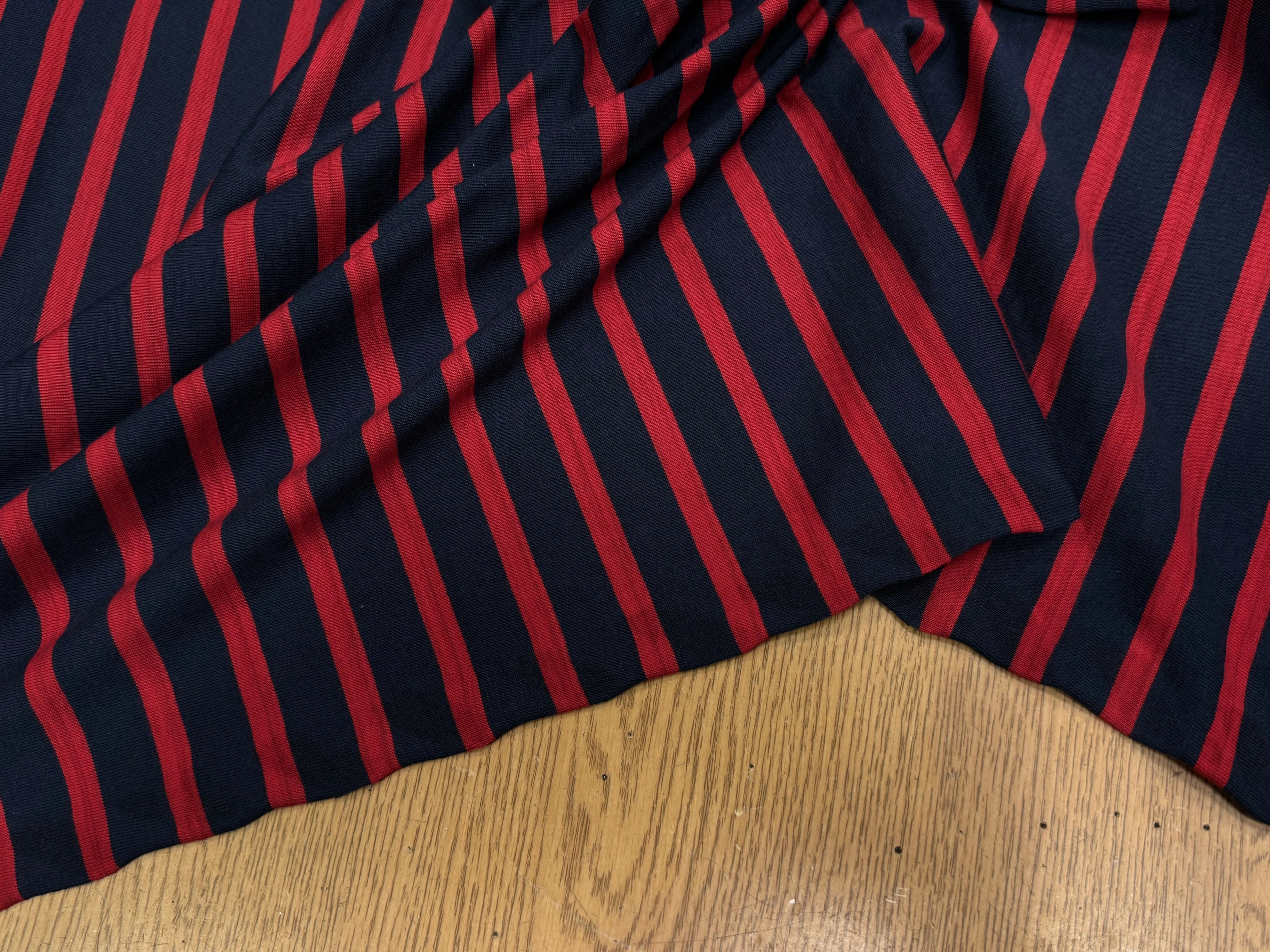 JERSEY MARINIÈRE RAYURES BLEU MARINE ET ROUGE COTON STRETCH FABRICATION RÉGION DE TROYES 🇫🇷 - My Little Coupon