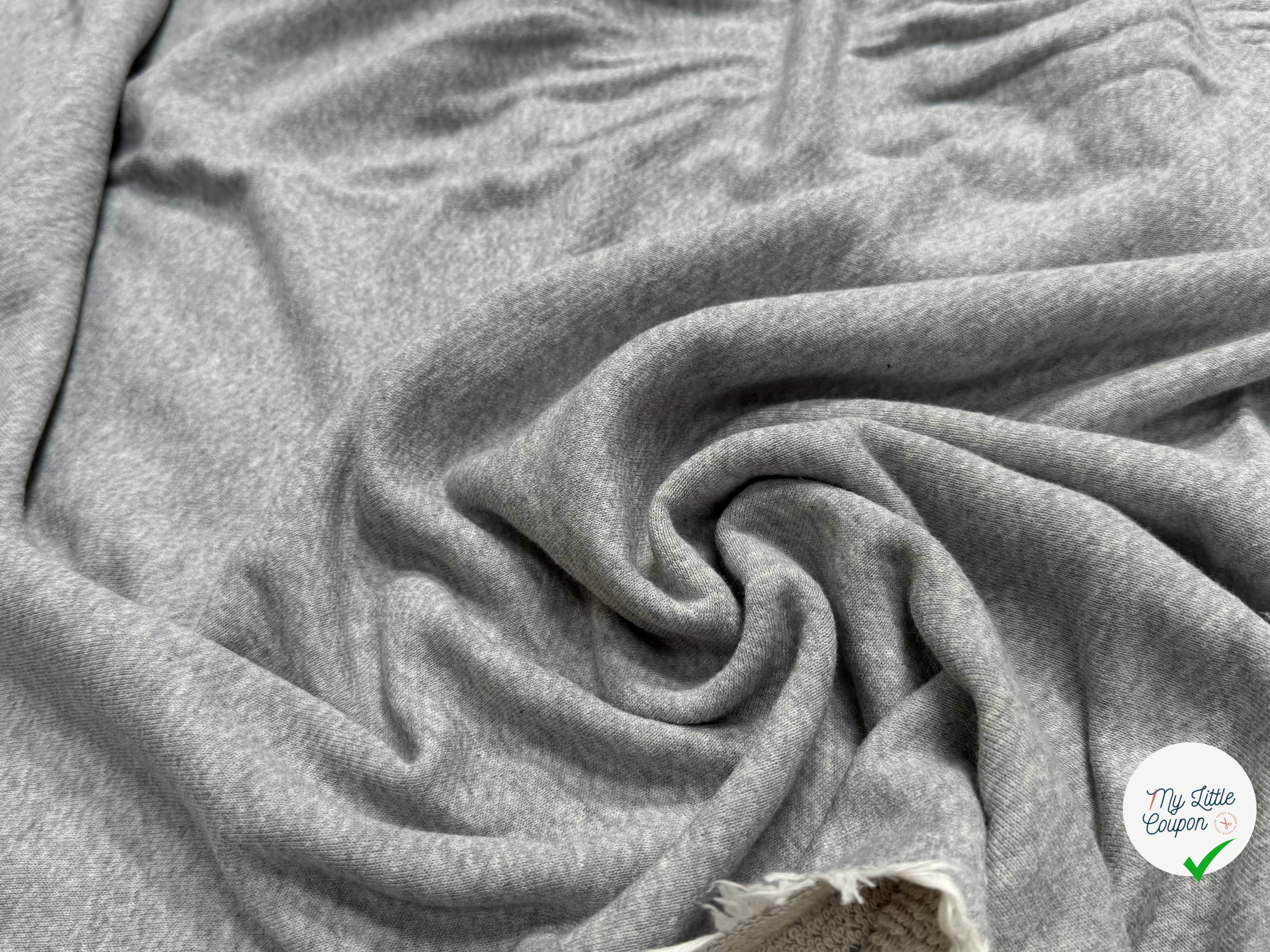 JERSEY MOLLETON COTON SWEAT GRIS ÉCRU ULTRA STRETCH - My Little Coupon