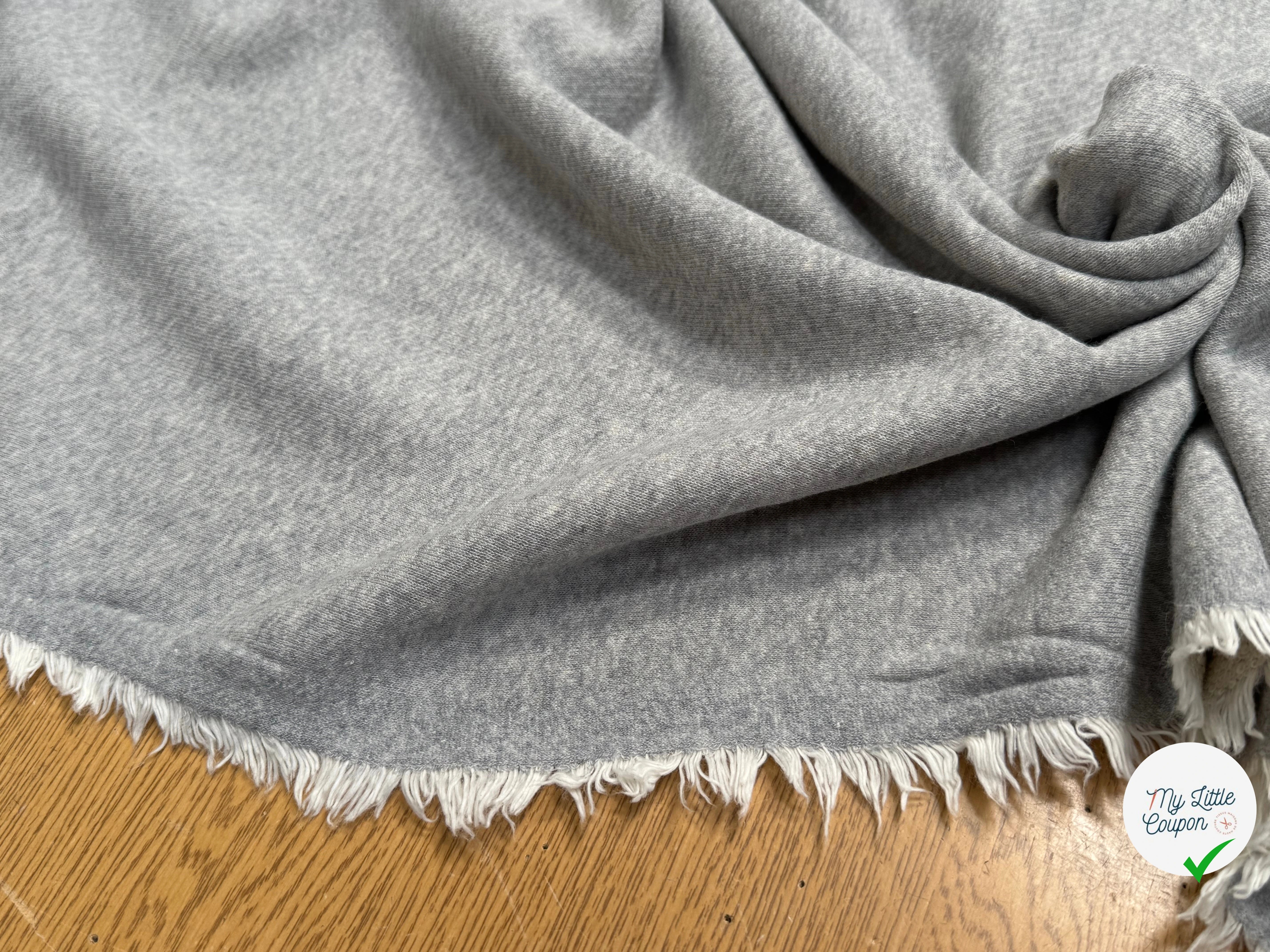 JERSEY MOLLETON COTON SWEAT GRIS ÉCRU ULTRA STRETCH - My Little Coupon