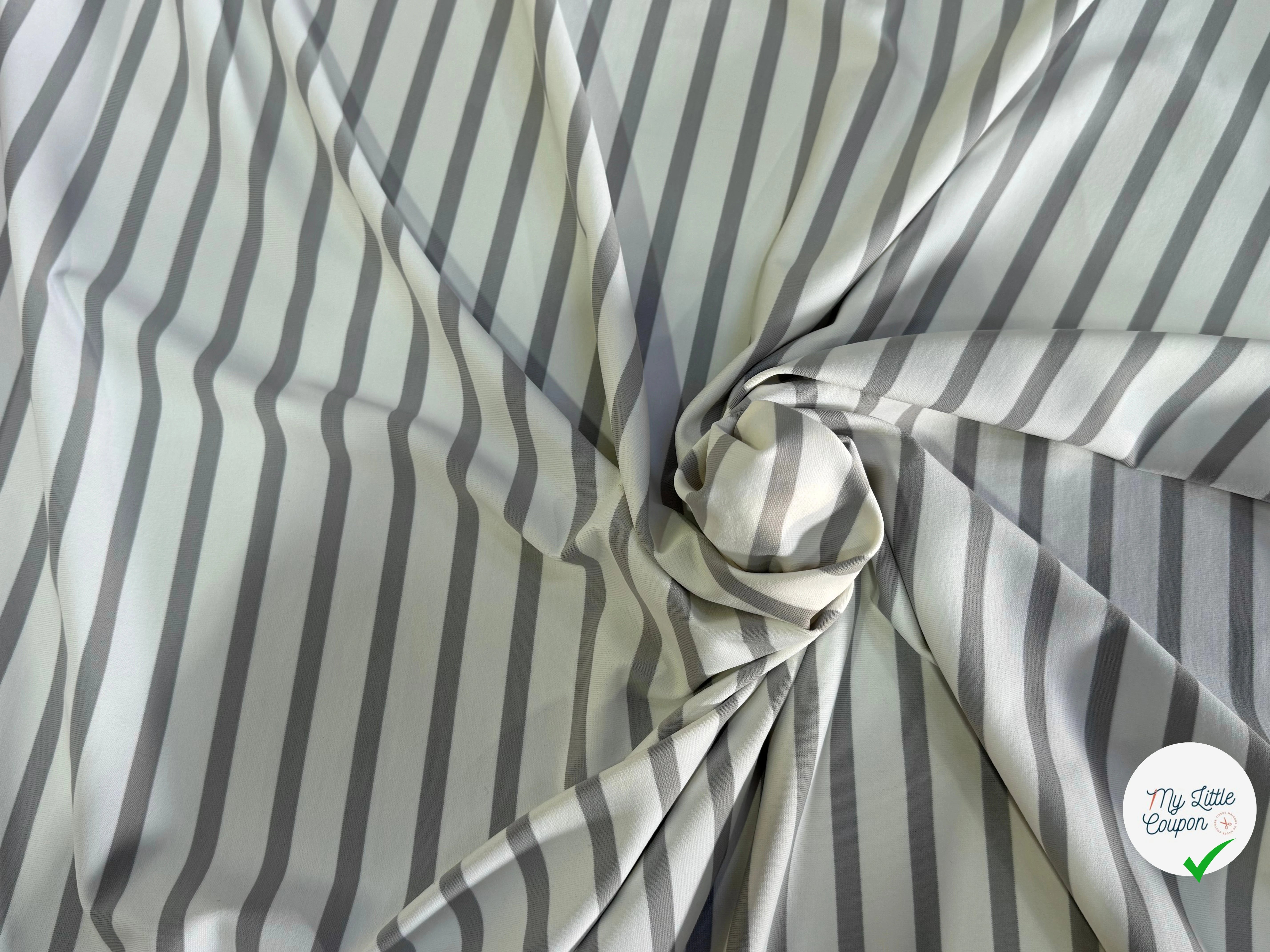 JERSEY PEAU DE PÊCHE ULTRA STRETCH RAYURES BLANC ET GRIS FABRICATION RÉGION DE TROYES 🇫🇷 - My Little Coupon