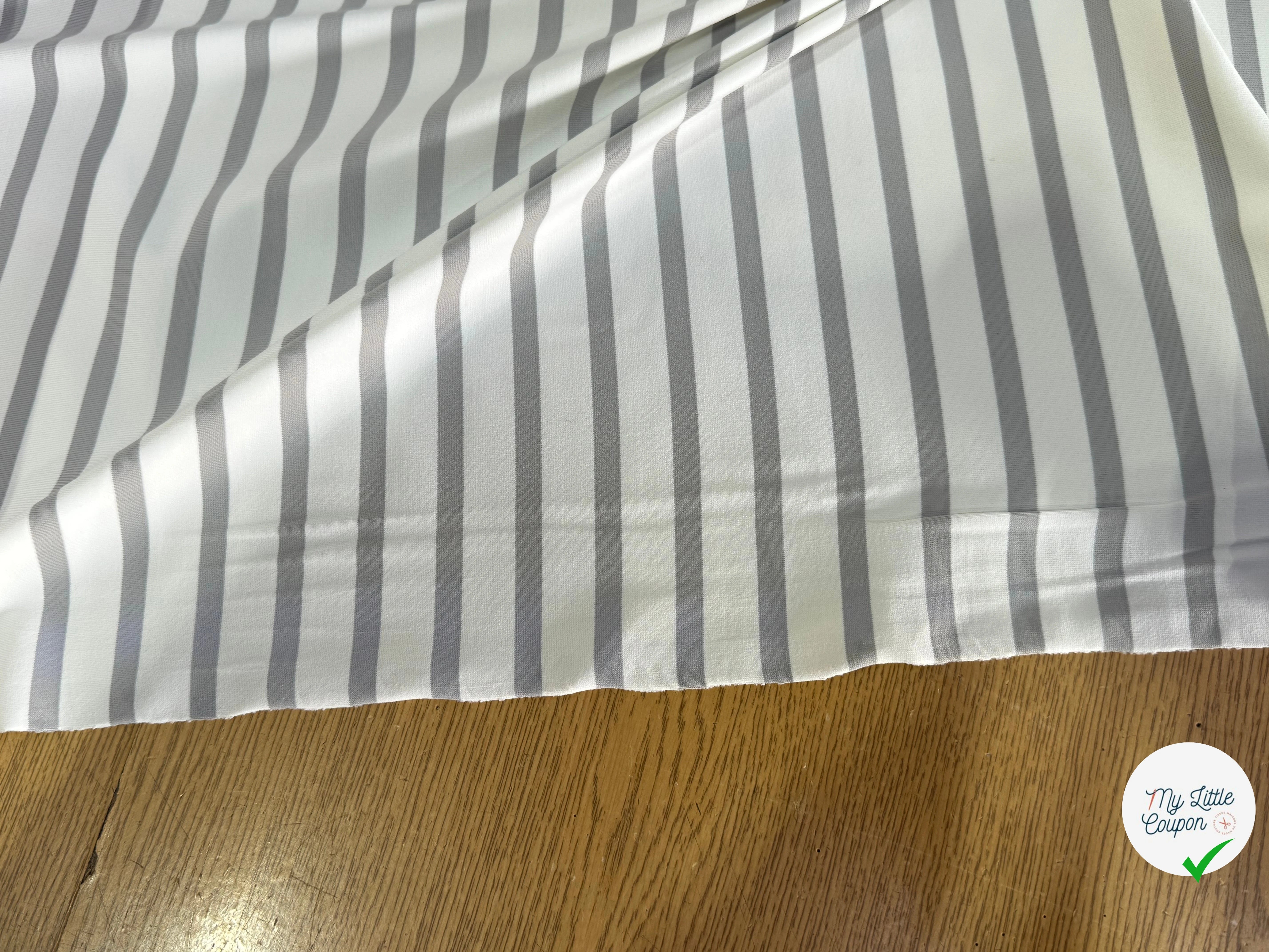 JERSEY PEAU DE PÊCHE ULTRA STRETCH RAYURES BLANC ET GRIS FABRICATION RÉGION DE TROYES 🇫🇷 - My Little Coupon
