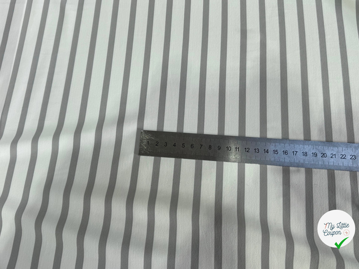 JERSEY PEAU DE PÊCHE ULTRA STRETCH RAYURES BLANC ET GRIS FABRICATION RÉGION DE TROYES 🇫🇷 - My Little Coupon