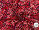 JERSEY STRETCH PALM RED AND NAVY RELIEF GOMME BLANCHE - My Little Coupon - tissu - coudre