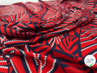 JERSEY STRETCH PALM RED AND NAVY RELIEF GOMME BLANCHE - My Little Coupon - tissu - coudre