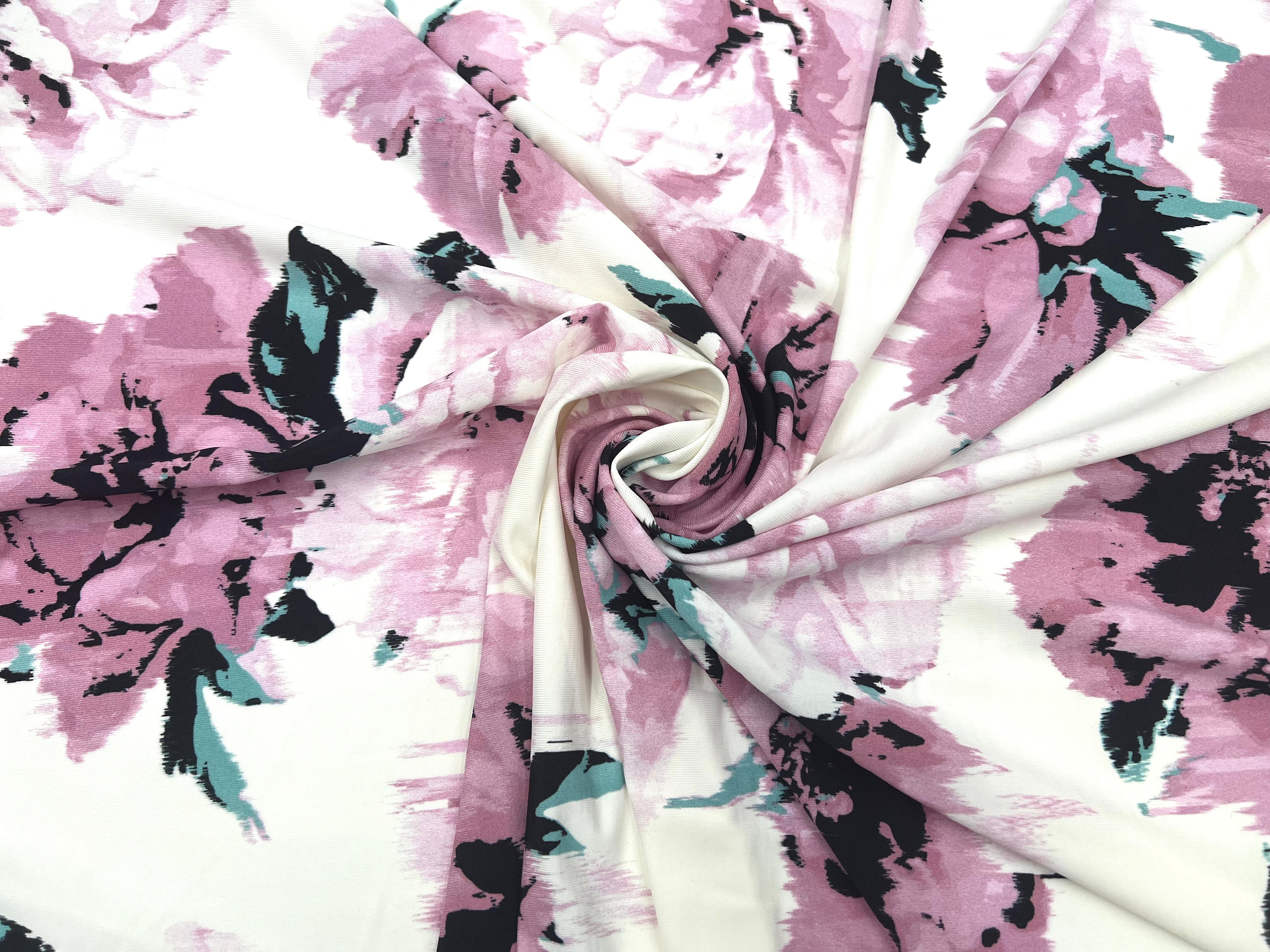 JERSEY STRETCH VISCOSE FLEURS FONDUES MSO