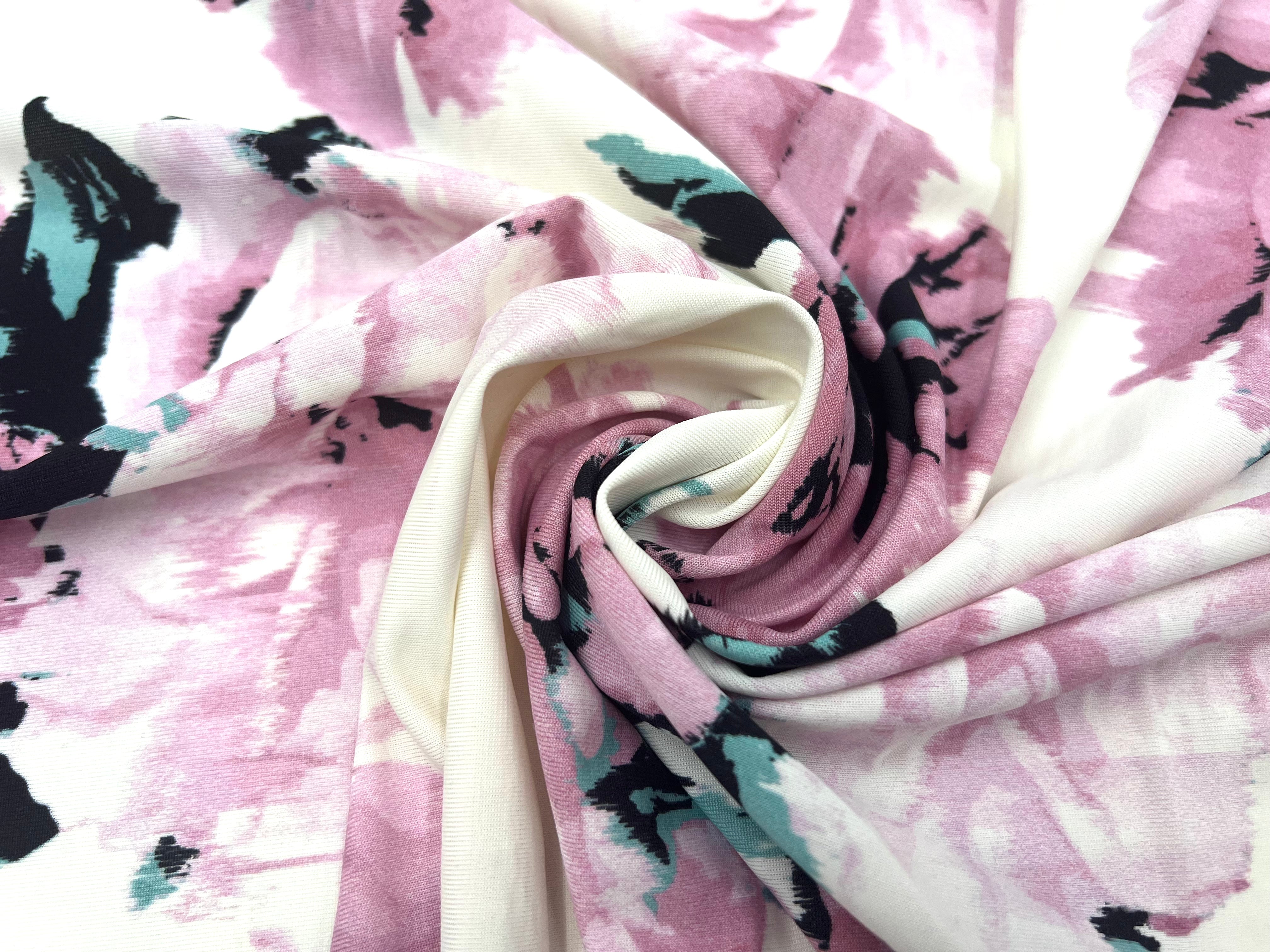 JERSEY STRETCH VISCOSE FLEURS FONDUES MSO