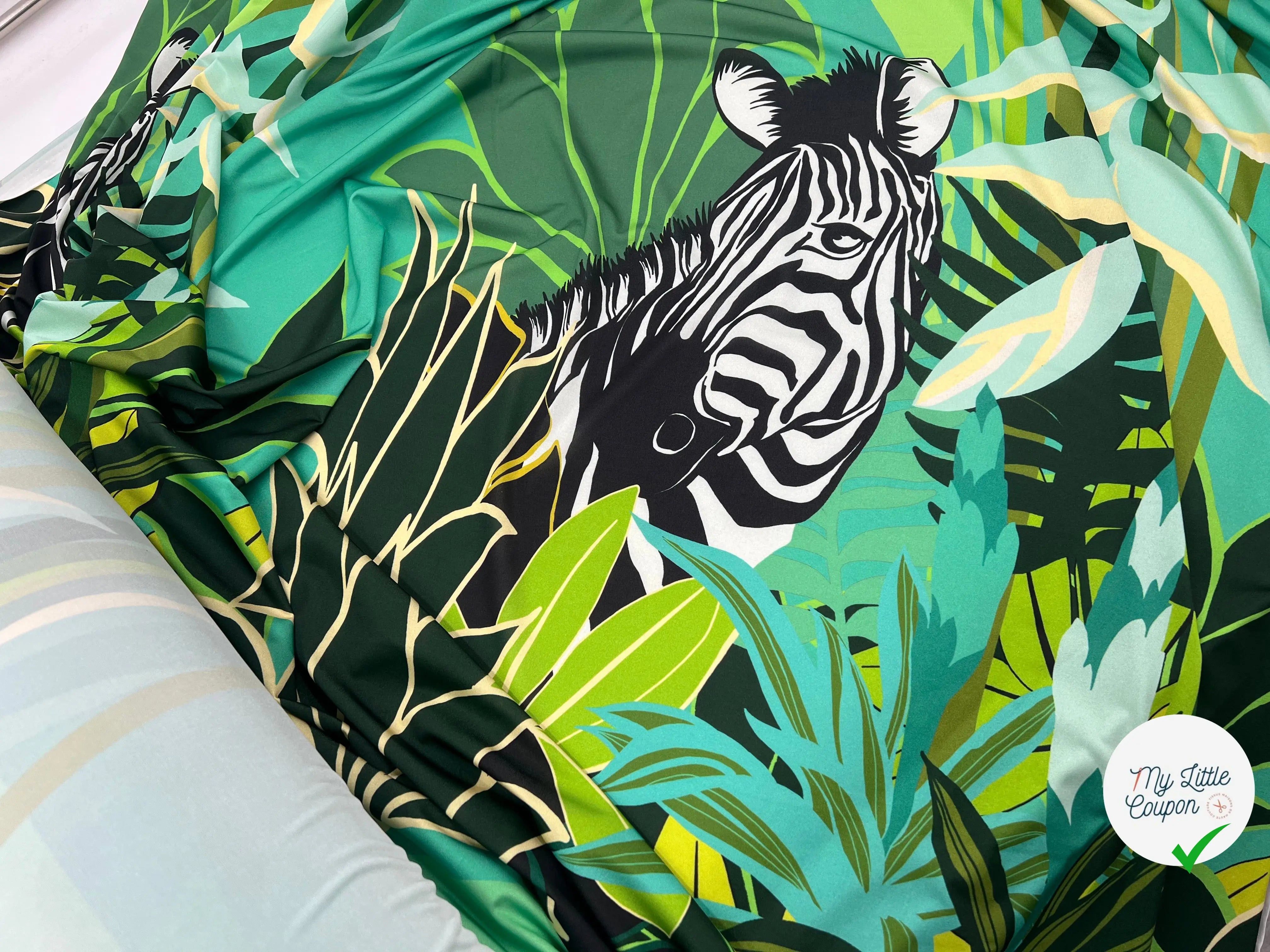 JERSEY STRETCH ZEBRA JUNGLE MOTIFS PLACÉS MSO