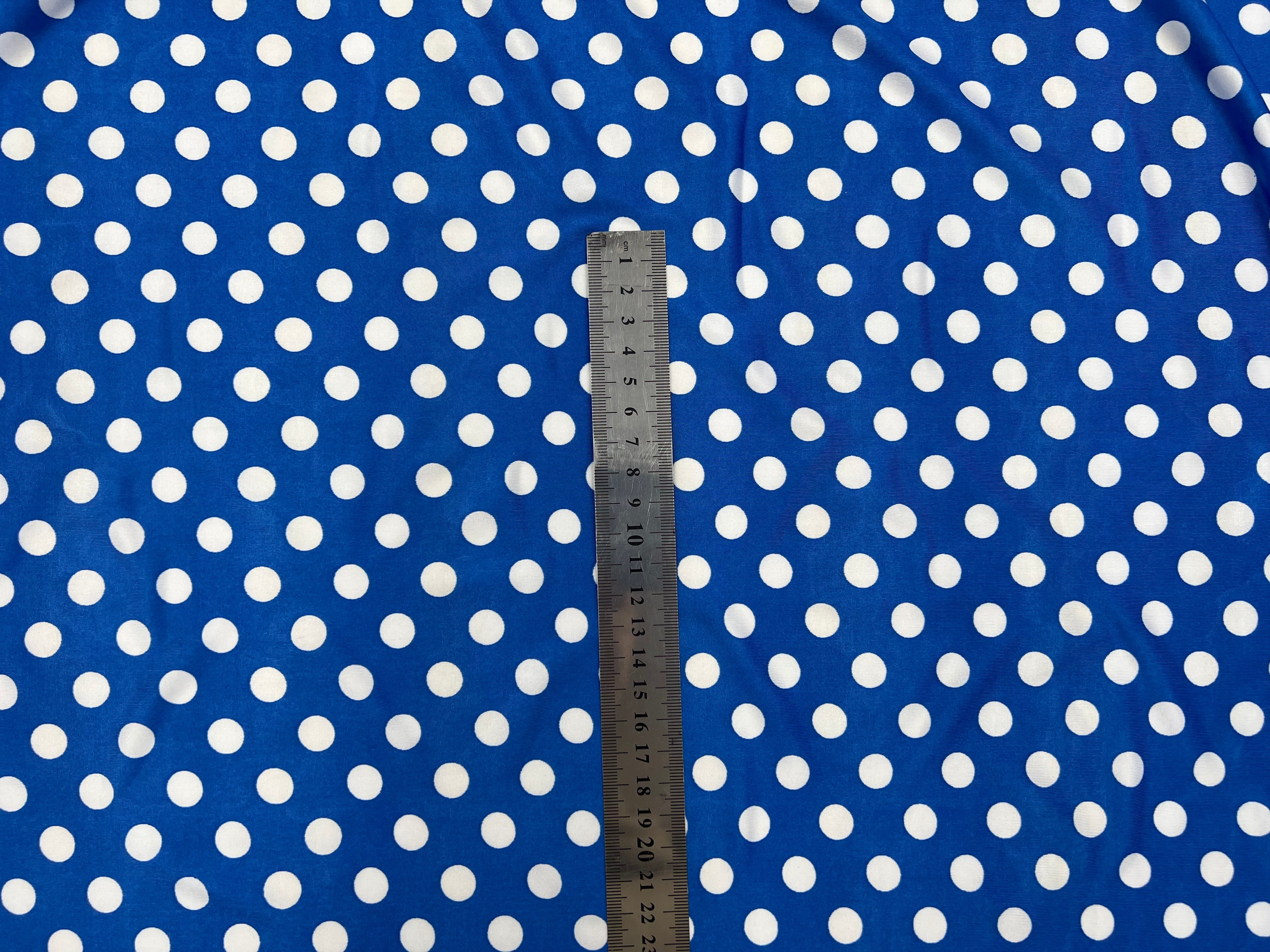 JERSEY VENEZIA BLEU PRIMAIRE POIS BLANC 1CM MLC INTERN